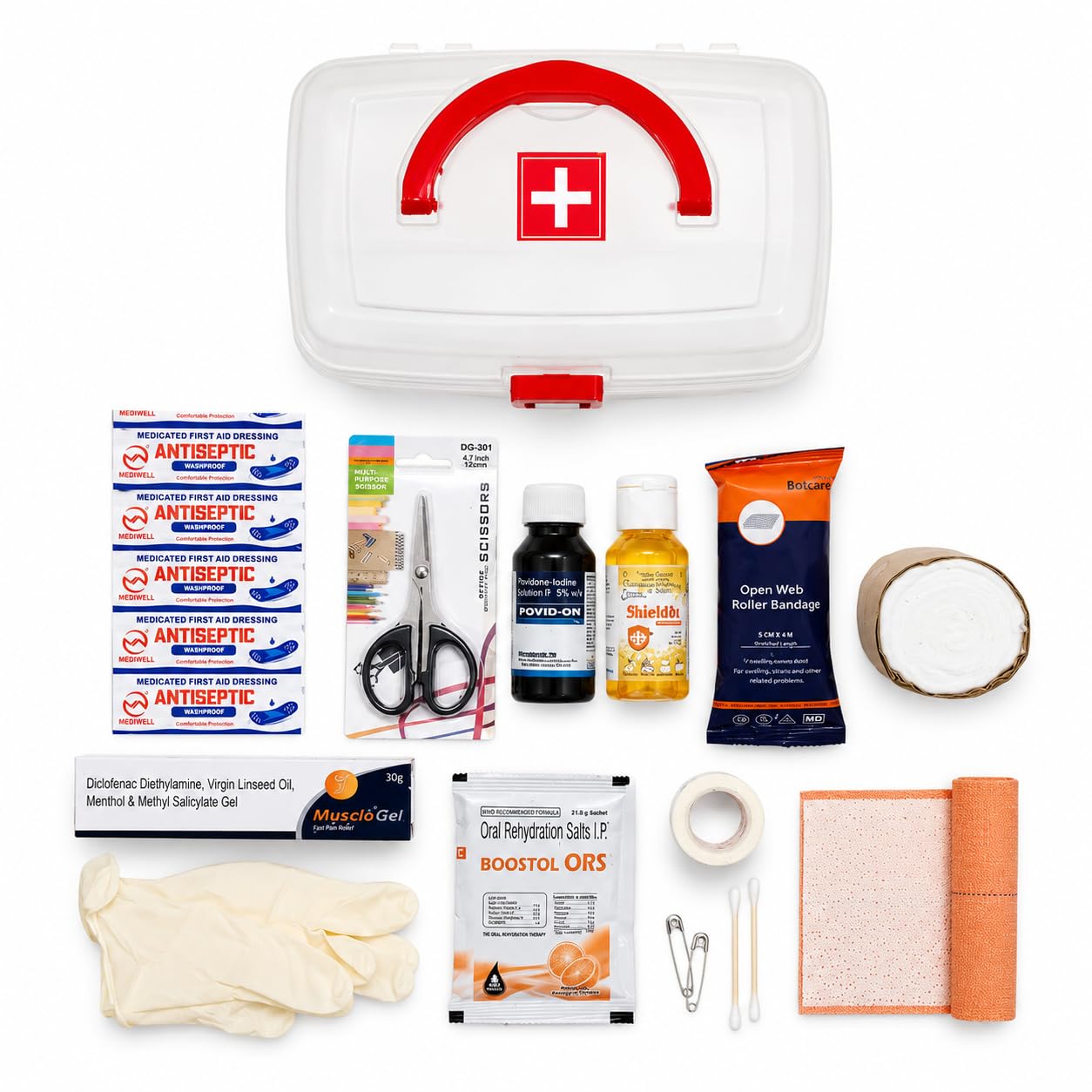 Medisky Premium Plastic first aid kit box with Materials | First class kit Suitable for Home, Outdoor, Sports, Hiking, Schools, Travels..(Small)-image-21
