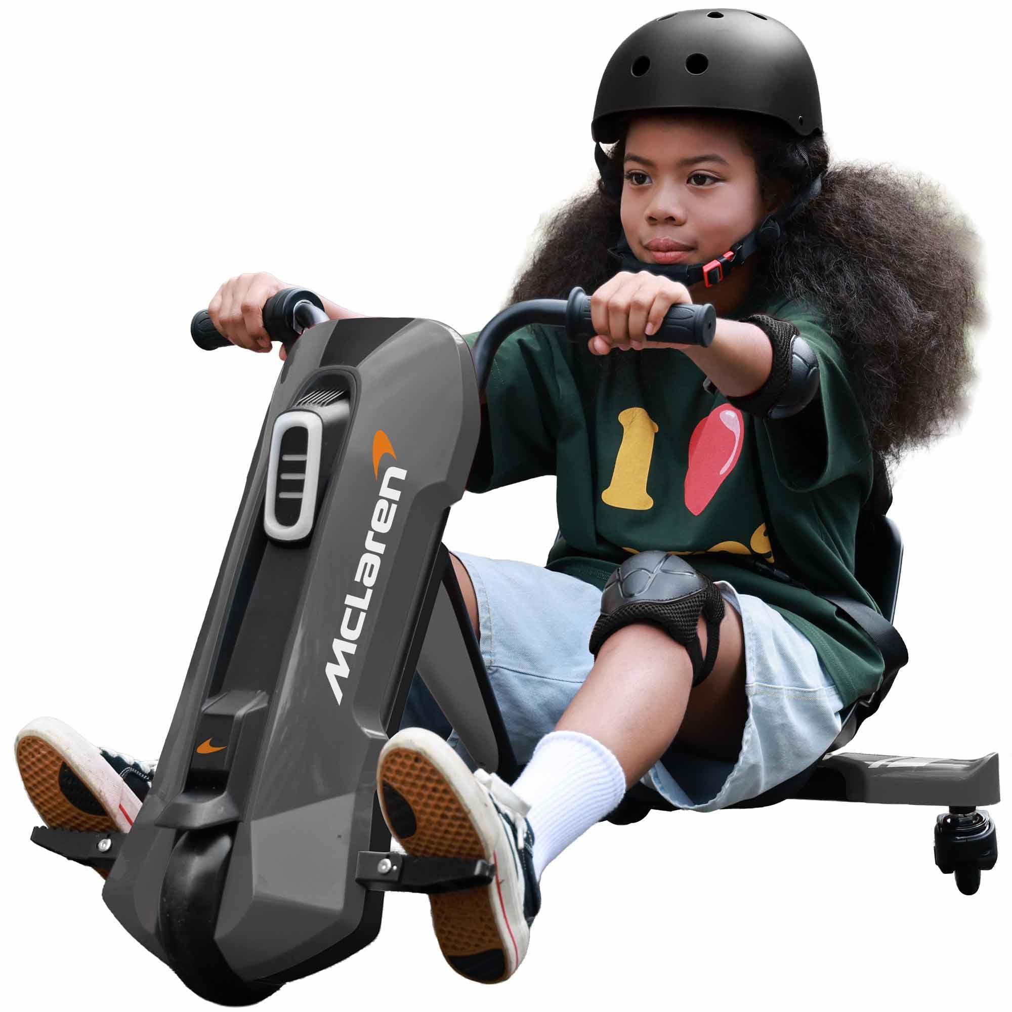 Licensed McLaren Electric Go Kart for Kids, 24V Drifting Go Cart Shift - 360° Spin, Stepless Twist Grip, Max 6 MPH, 3 Adjustable Seat, Music, Drift Kart for Riders up to 132 lbs, Black/24V