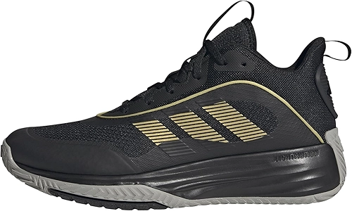 adidas Tênis de basquete masculino Own The Game 3, Core Black Gold Metallic Mgh Cinza Sólido, 9.5 UK