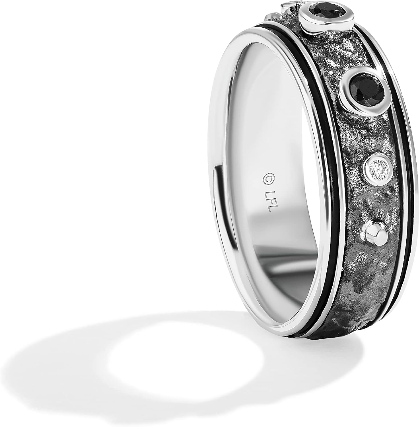 Jewelili Star Wars™ Fine Jewelry Tusken Raider™ Men's Ring Diamond Accent, Black Spinel, Sterling Silver with Black Rhodium