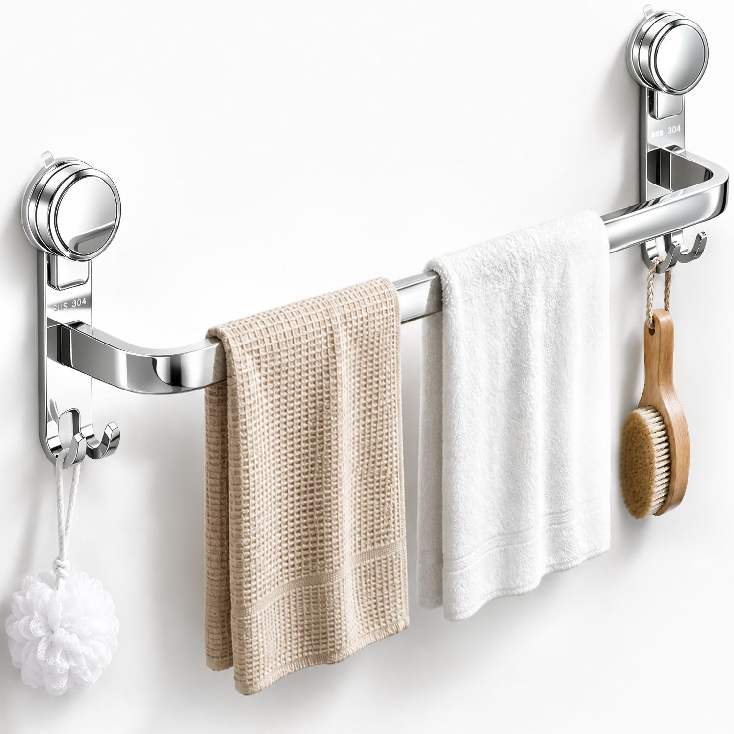 42cm Suction Cup Towel Rail, No Drilling Vacuum Towel Bar