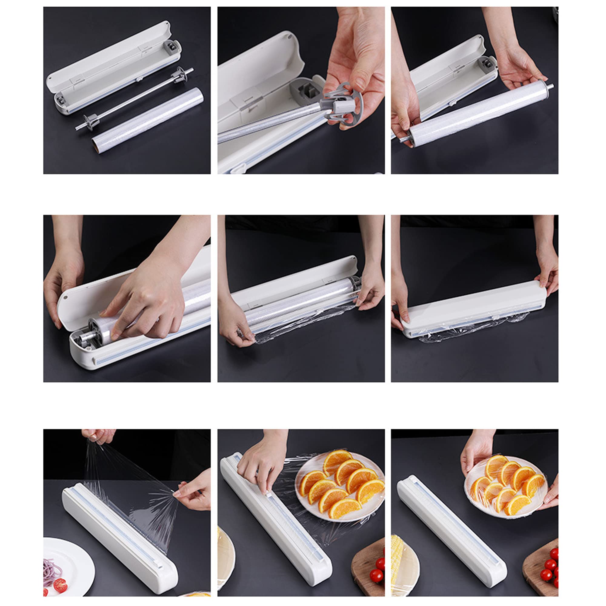 CINY Découpeur de film Étirable, Distributeur d'Emballage Alimentaire, Boîte De Rangement Et De Découpe Réglable, Pour Film Étirable, Feuille d'Étain, Cuisine à Domicile, Restaurant (Ventouse)