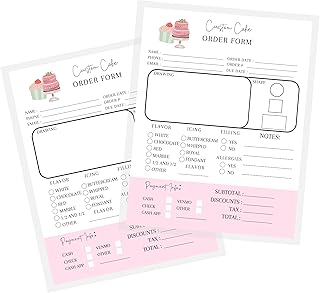 Custom Cake Order Form Sheets | 50 pk | for Bakers Dessert Wedding Birthday Party Cake Form Book Bakers Supplies Small Bus...