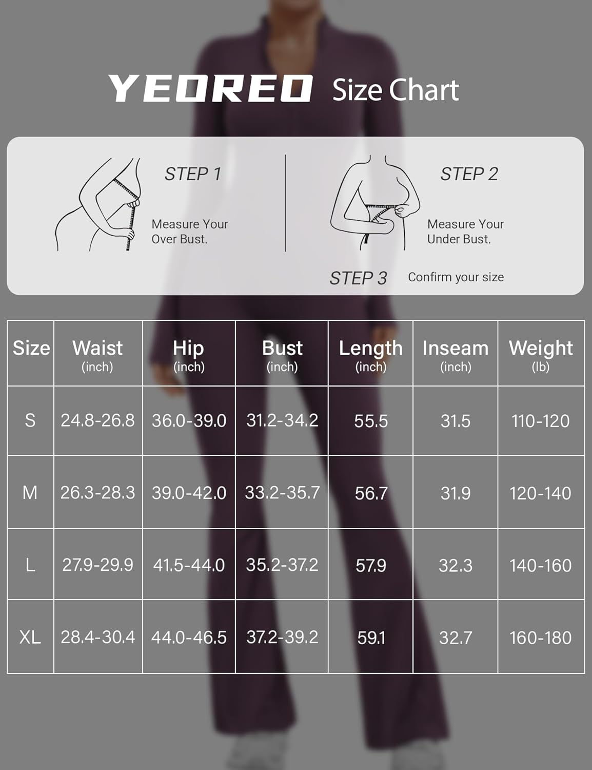 YEOREO Women Long Sleeve Flare Workout Jumpsuit Zip Up Romper Bottom Pants Wide Leg Bodysuit Bodycon Sexy One Piece - Image 6