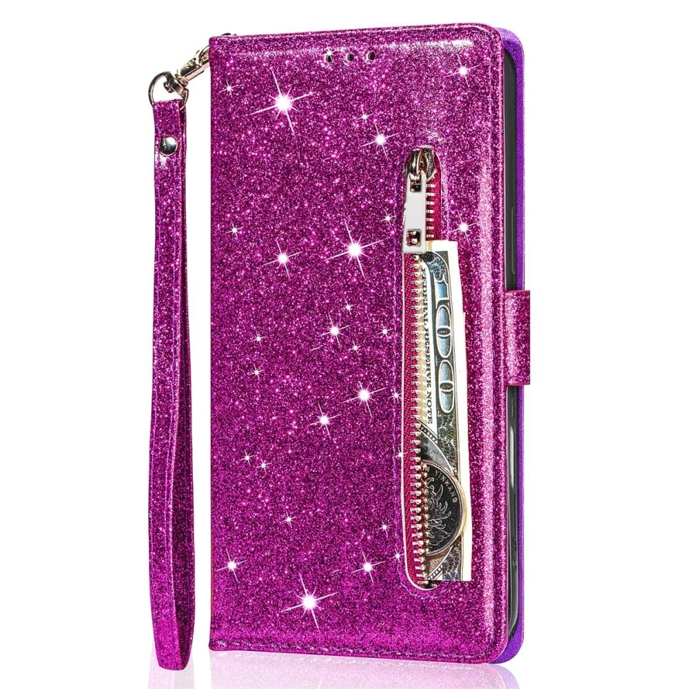 Protection iPhone 14 Plus portefeuille zippé violet anti-perte - 7