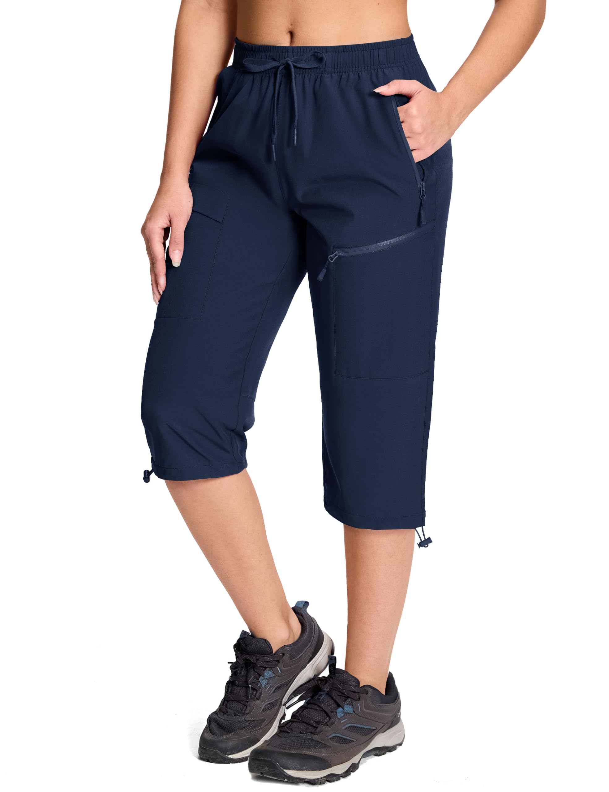 MAGCOMSEN Women's Hiking Capri Pants UPF 50+ Lightweight Quick Dry Casual Golf Cargo Crop Pants with 5 Pockets Summer