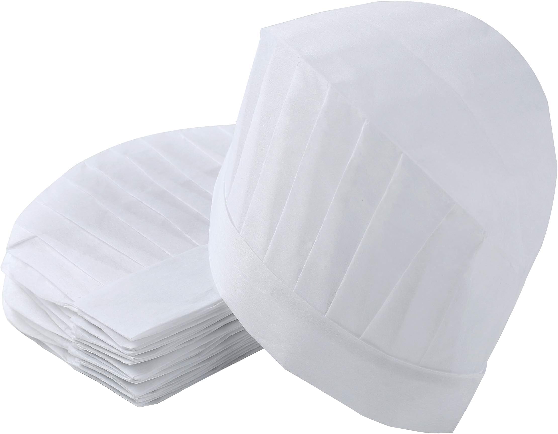 24 Pcs White Disposable Chef Hats Tall Non-Woven Kitchen Cooking Paper Chef Cap Set for Adults and Kids Party Supplies High