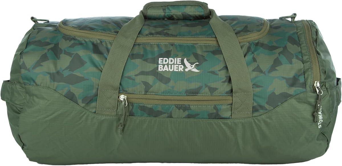 Eddie Bauer Stowaway Packable Duffel Bag| Travel | Foldable | Lightweight | Durable | Ripstop Polyester | 23" Length | 45L Capacity - Sprig Green | Lightweight Durable Ripstop Polyester, Packs Flat When Not in Use, Roomy Travel Duffel for Trips and Gym Use