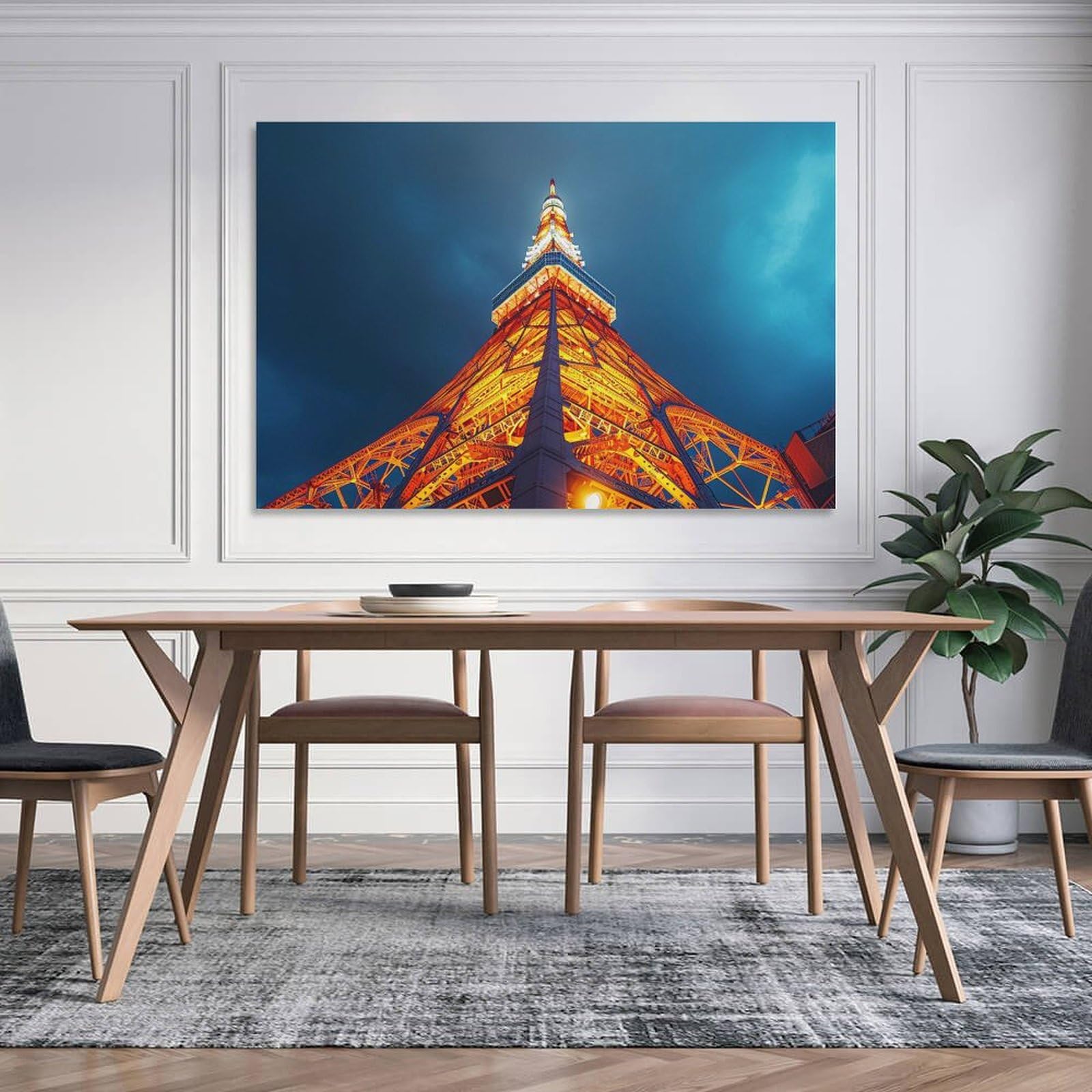 Amazon.co.jp: 絵画 東京タワーを見上げるインテリア 絵画 雄大な建物