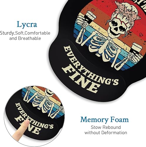 Miniatura 4 de Alfombrilla de mouse ergonómica con soporte de muñeca, alfombrilla de mouse de esqueleto de calavera gótica con reposamuñecas, alfombrilla de mouse