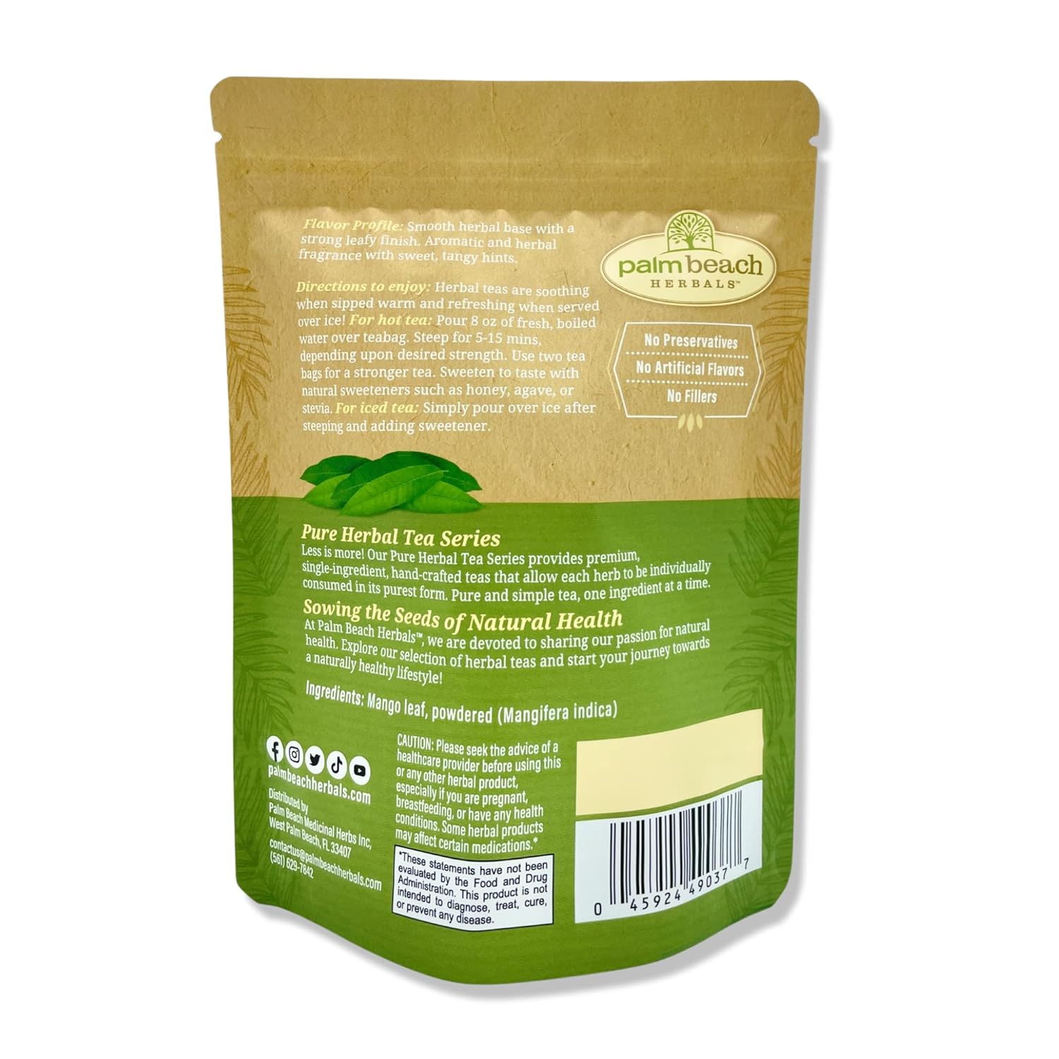 Palm Beach Medicinal Herbs - Mango Leaf Tea - Pure Herbal Tea Series, 30ct | Caffeine-Free (Pack of 2)