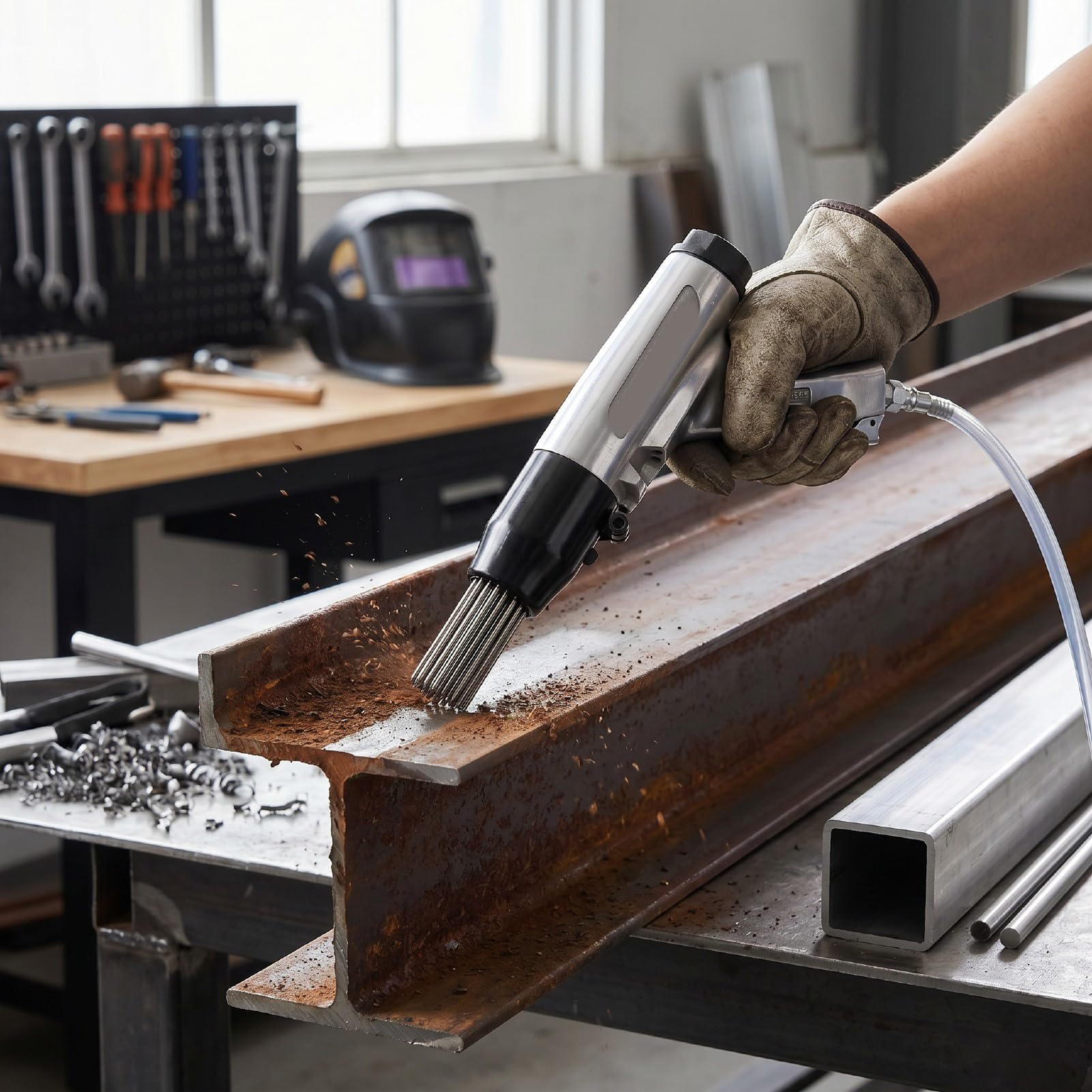 Escalador de Aguja Neumático 4500 BPM Limpiador Removedor de Soldadura de Pintura Accionado por Aire con Cuerpo de Aleación de Aluminio para Barcos de Acero Vehículos Des