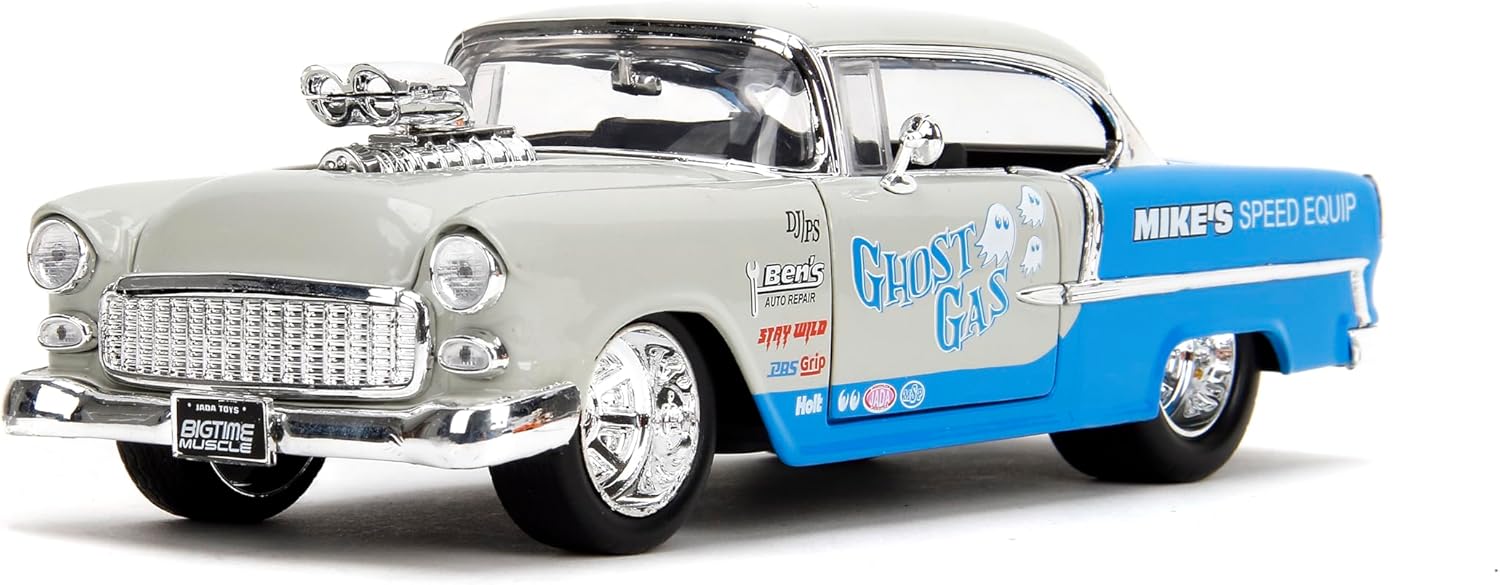Jada Bigtime Muscle 1:24 1955 Chevrolet Bel-Air Die-Cast Car, Toys for Kids and Adults(Cool Gray/Gloss Blue)
