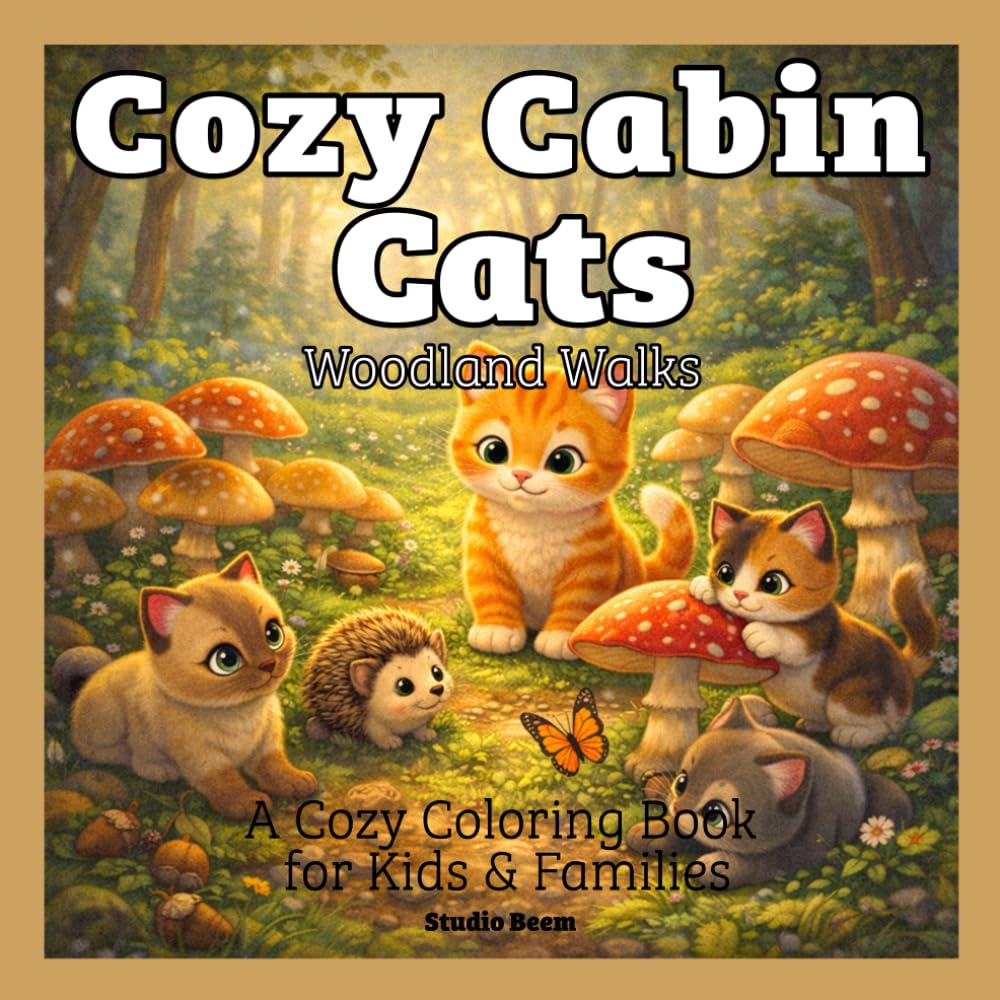 Cozy Cabin Cats: Woodland Walks Coloring Book: A Cozy Cat Coloring Book with Cute and Peaceful Woodland Forest Scenes