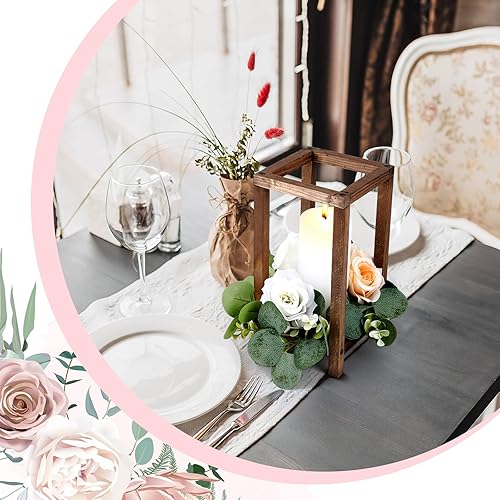 Miniatura 5 de Geelin 10 faroles de madera para bodas, centro de mesa, farol de velas, candelabros de madera, decorativo para boda, fiesta, mesa, decoración de San