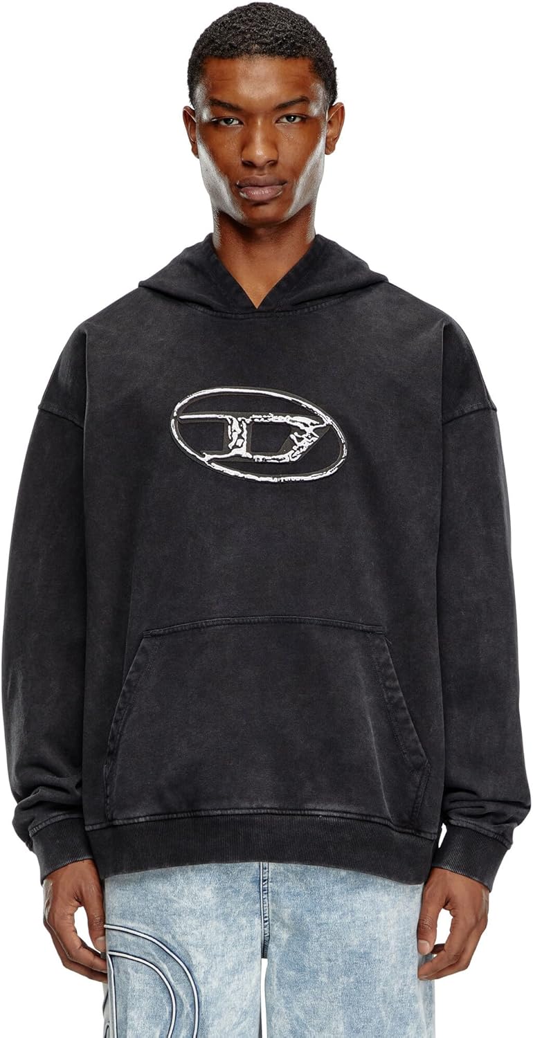 Diesel S-BOXT-Hood-Q7 Hoodie with Multi-Layered Logo Print