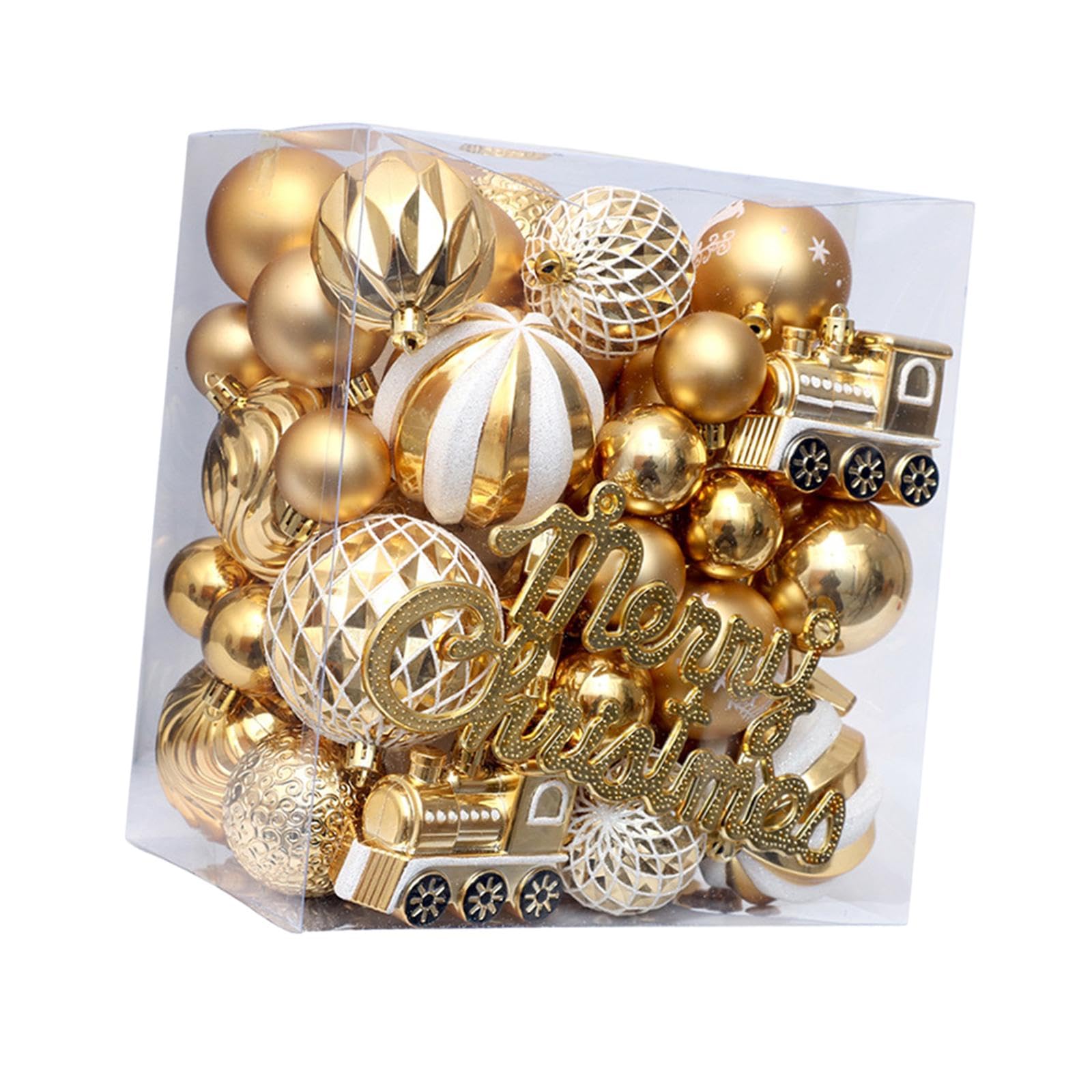 Milageto 65 Uds Adornos Decorativos de Navidad Decoraciones para árboles de Navidad artesanía Decorativa decoración de Navidad para cafetería, Oro Blanco