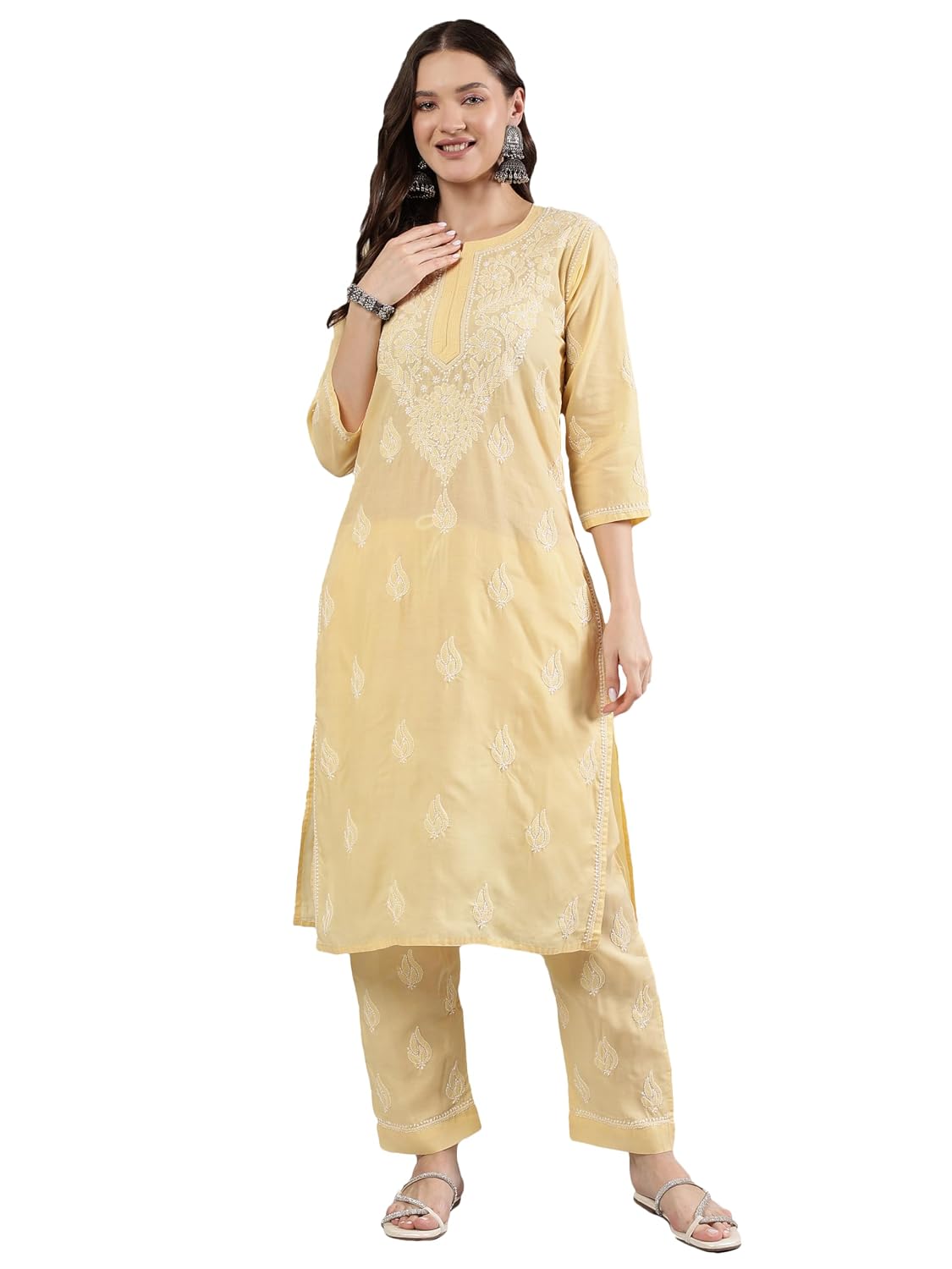 Seva Chikan Hand Embroidered Lucknowi Chikankari Terivoil Cotton Kurta & Palazzo Set for Women SCL8093 - Review, Price and Buying Guide