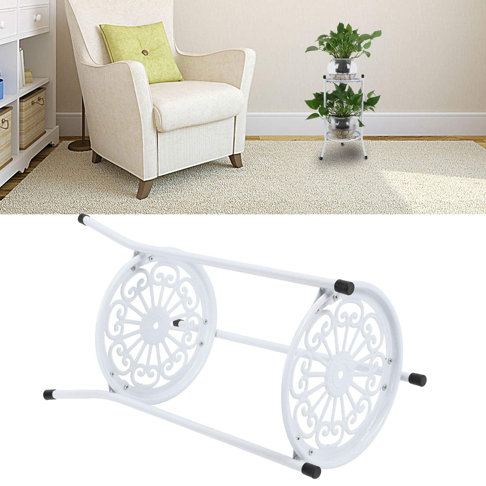 Soporte para flores, soporte para plantas de metal de 2 niveles Soporte para macetas, marco de soporte de trípode estable, soportes para plantas de interior para varias plantas(blanco)