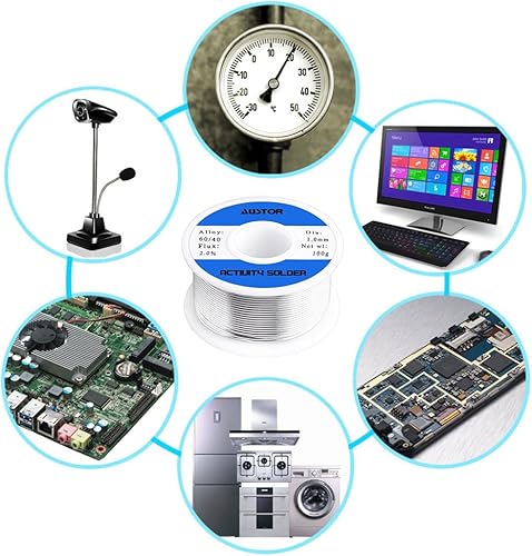 Miniatura 33 de AUSTOR Alambre de soldadura de núcleo de colofonia de plomo de estaño 60-40 para soldadura eléctrica (3.53 oz, 0.031 in)