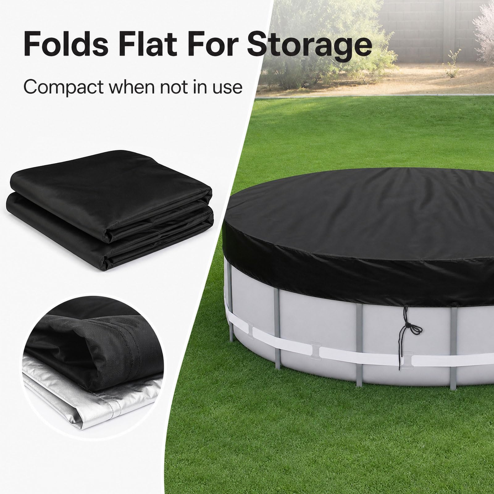 Cubierta de Piscina de Invierno Redonda,Cobertor para Piscinas Desmontables,Fundas Paras Piscinas Plegable,Protección UV,Impermeable,para su Uso en veranos e Invierno