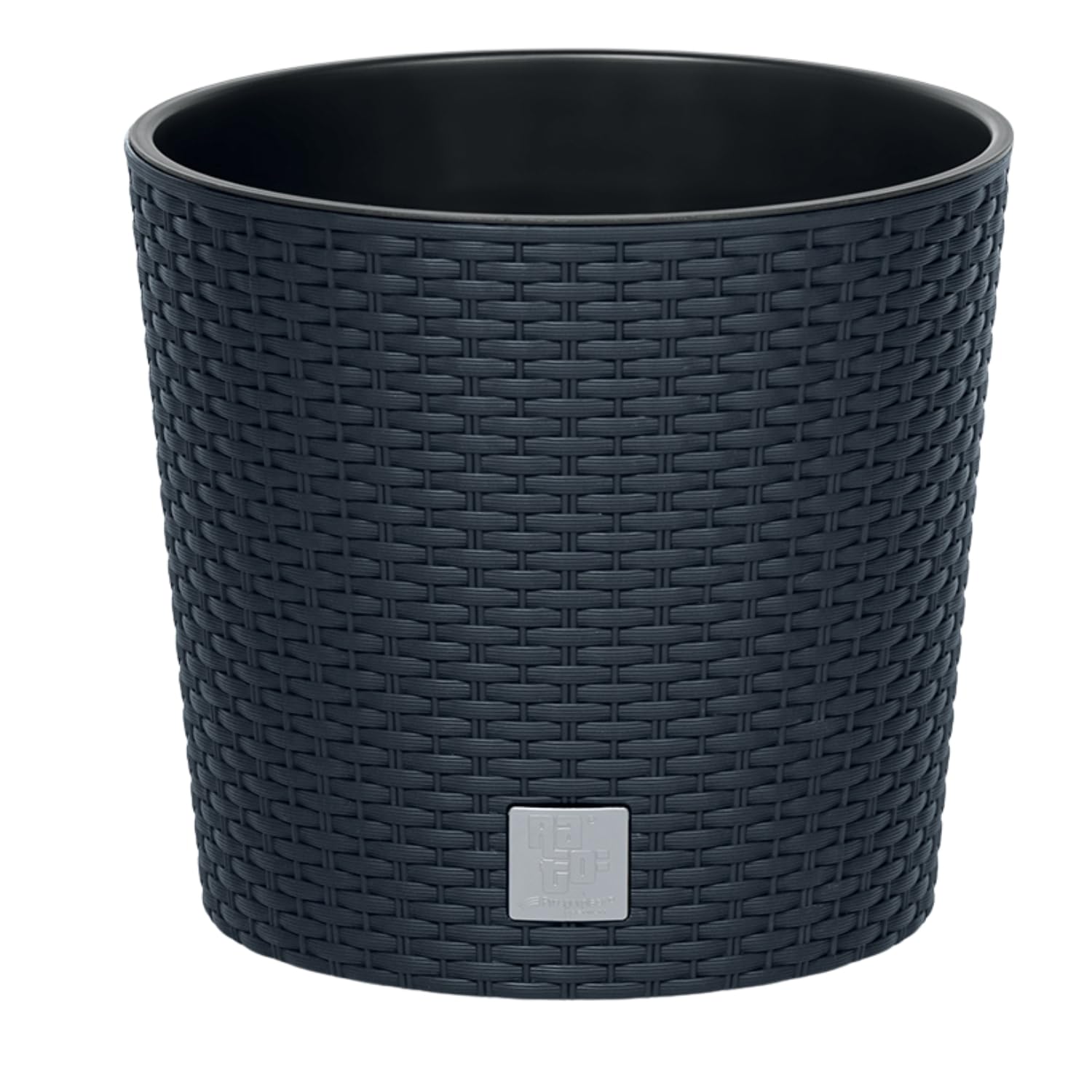 B2C Round Planter Plant Flower Pot Outdoor Garden Weatherproof with Insert Rattan Look Plastic Indoor Outdoor Patio Home Decor (Anthracite, 25cm - 7.5 Litres)