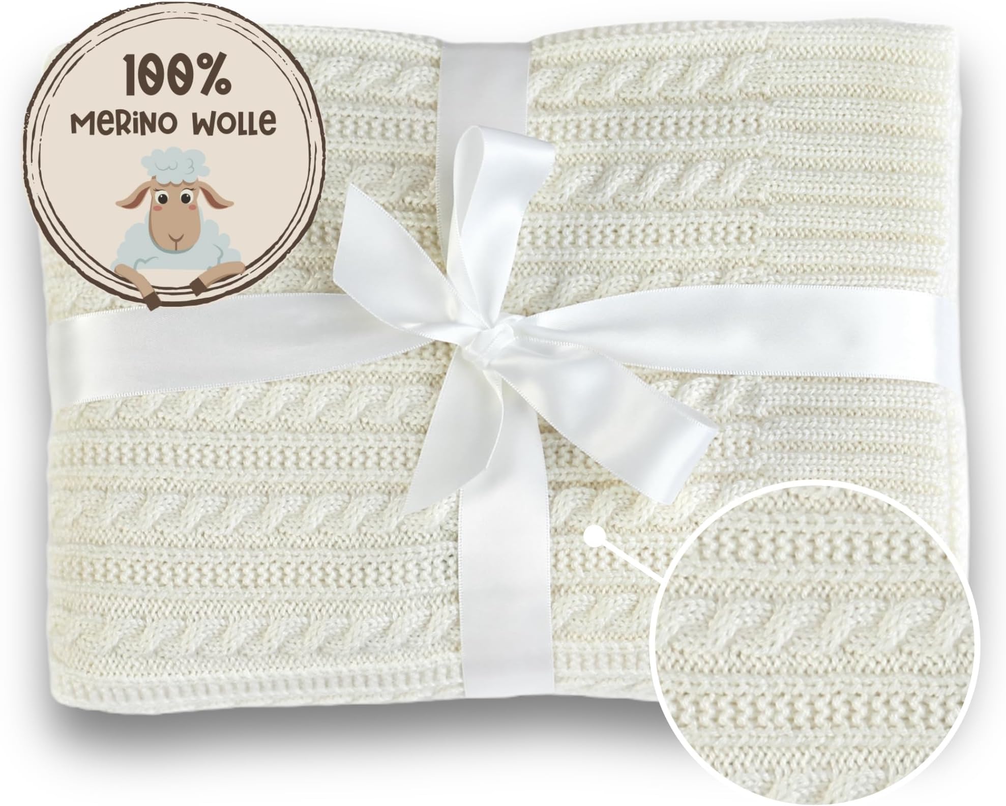 Merino Wolldecke 240x200 Cm – Kuschelig, Atmungsaktiv & Gesund Aus 100% Schurwolle (500g/m²)