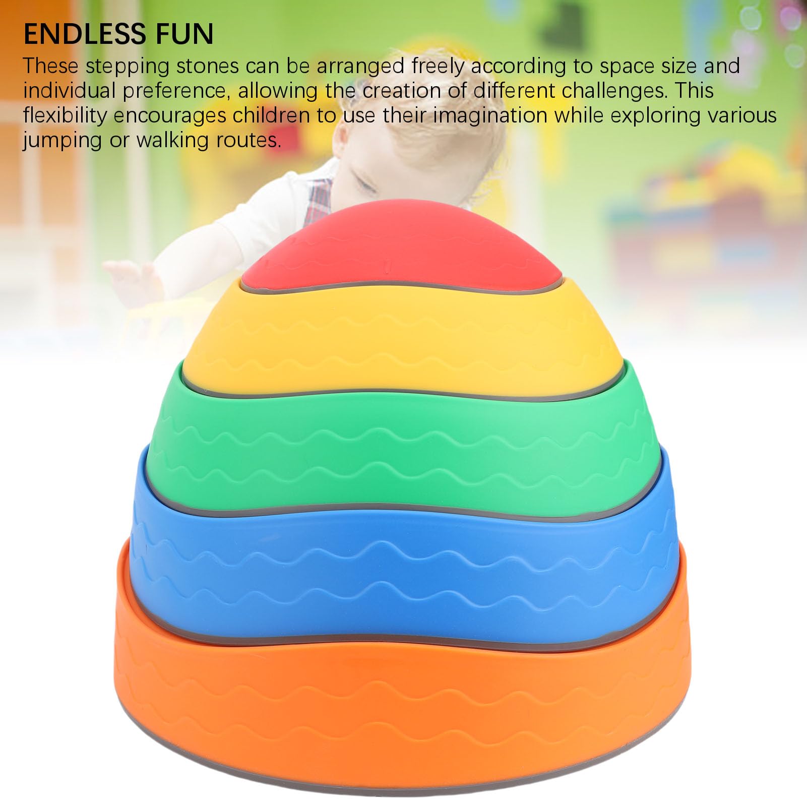 EMUKOEP Piedras Antideslizantes para Niños, Estimulación Visual Colorida, Promoción del Equilibrio y la Estabilidad, 5 Piezas