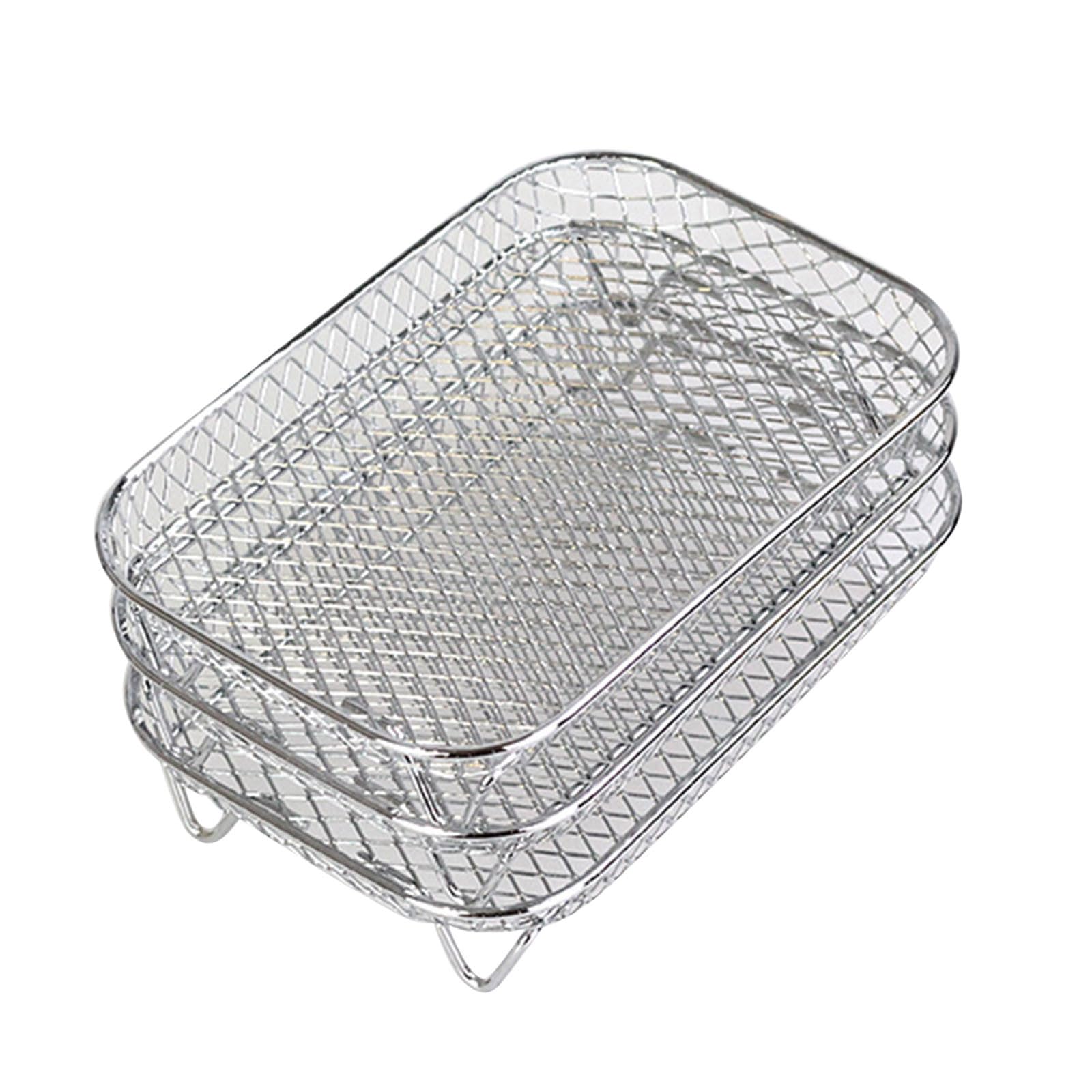 Air Fryer Rack For Air Fryer 3pcs Layered Dehydrator Racks Stainless Steel Grilling Rack Rectangle Compact Grill Indoor
