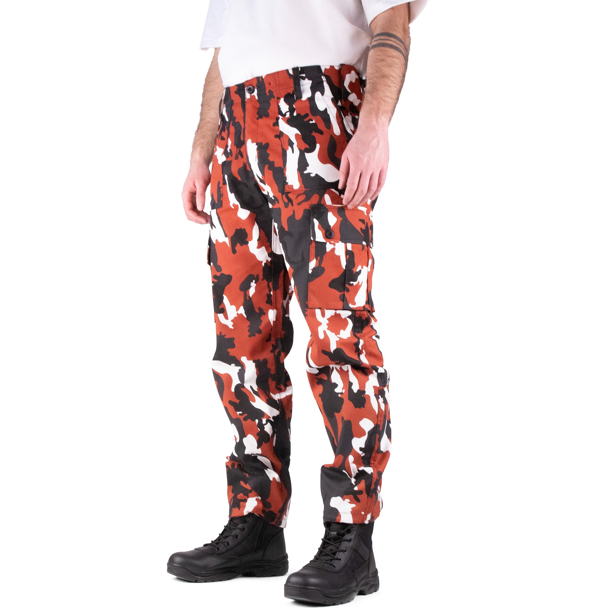 Savage Island Men's Red Camo Combat Military Trousers, 30W / 30L