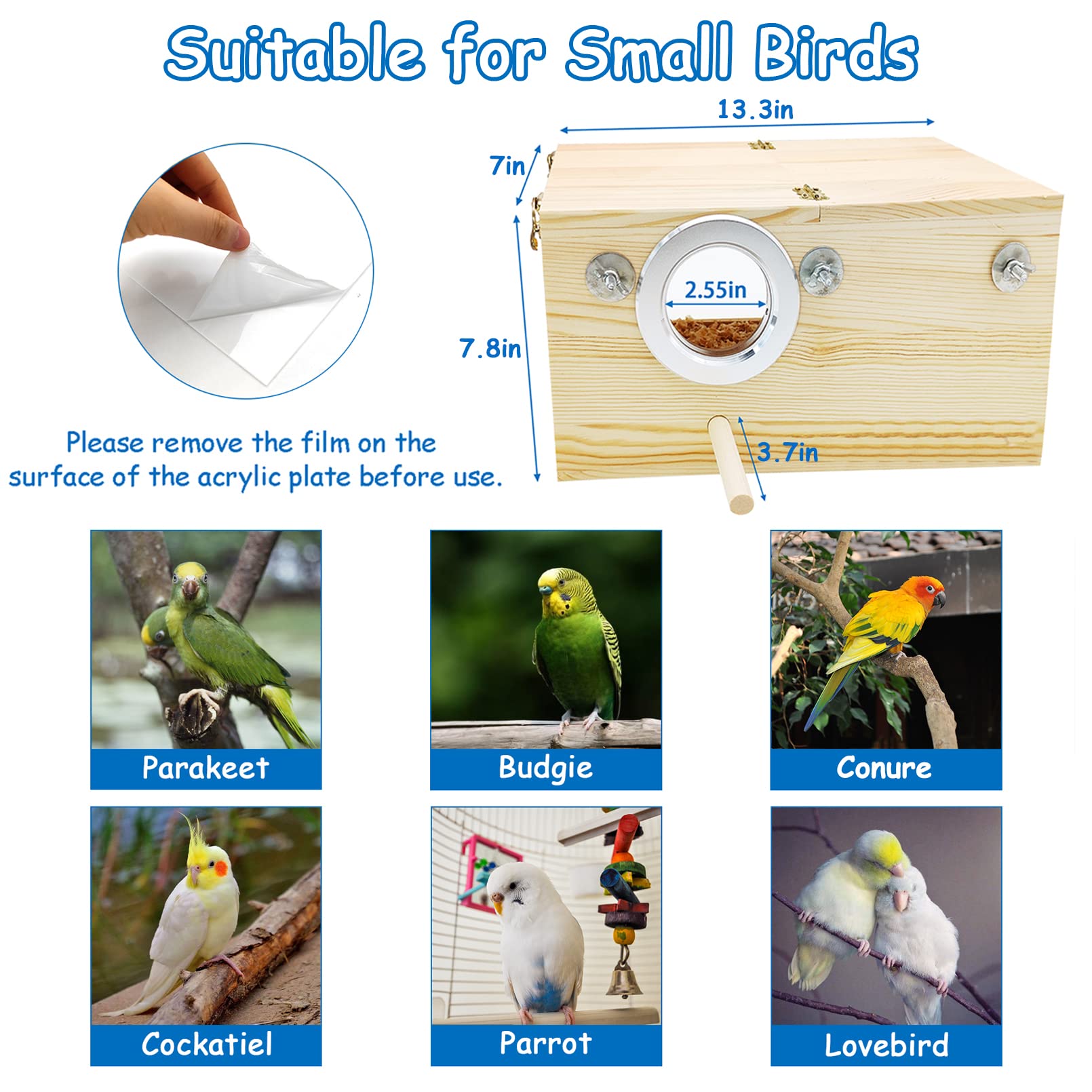 BNOSDM Parakeet Nesting Box Transparent Bird Nest Breeding Box