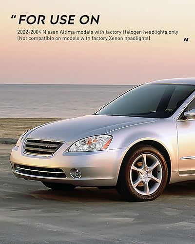 Miniatura 8 de Nilight Headlight Assembly Compatible with 2002 2003 2004 Nissan Altima Chrome Housing Amber Reflector Clear Lens Headlights Assembly Replacement