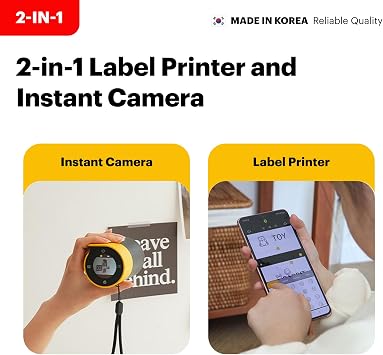 KODAK Memo Shot ERA Kids Instant Digital Camera and Photo Label Printer (Yellow, Camera + 1 Roll)