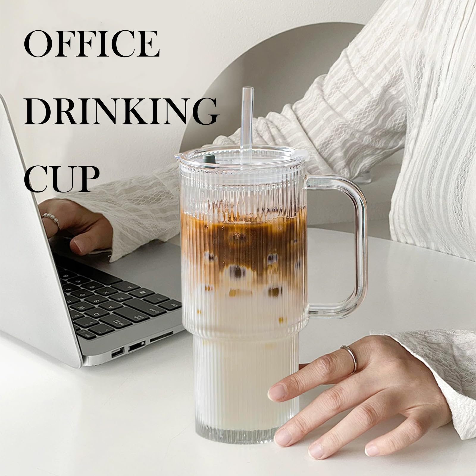 Amazon.com | hosck 2 Pack Iced Coffee Cup with Lids, 18oz Clear Glass  Tumbler with Straw & Lid, Ribbed Glassware Cups, Dishwasher Safe Drinking  Glasses, Stylish Glass Cups for Coffee, Juice, Tea,