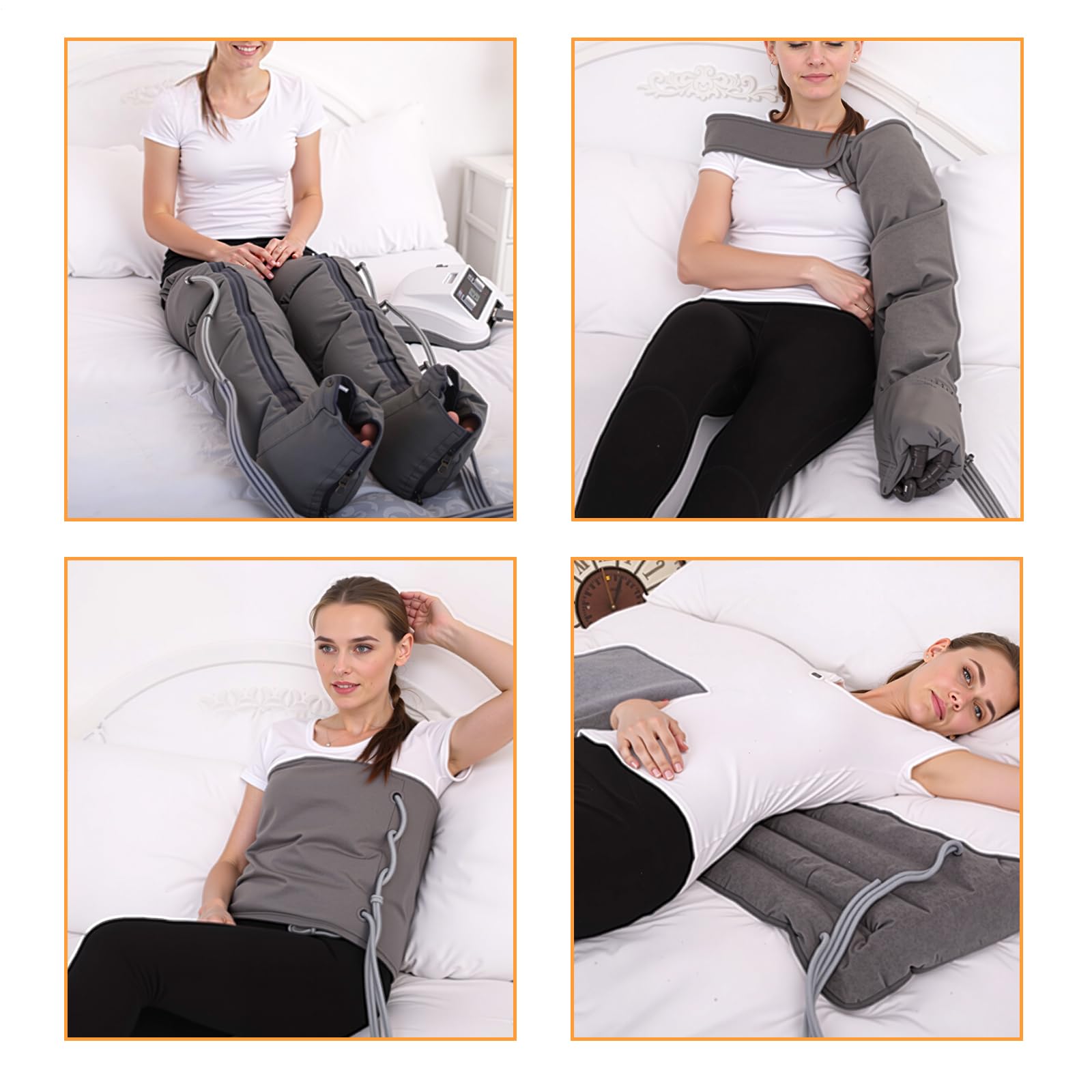 Dispositivo per drenaggio linfatico, massaggiatore professionale con 6 camere d'aria, per gambe, piedi, braccia e addome, facile da regolare e utilizzare, rilassamento efficaces