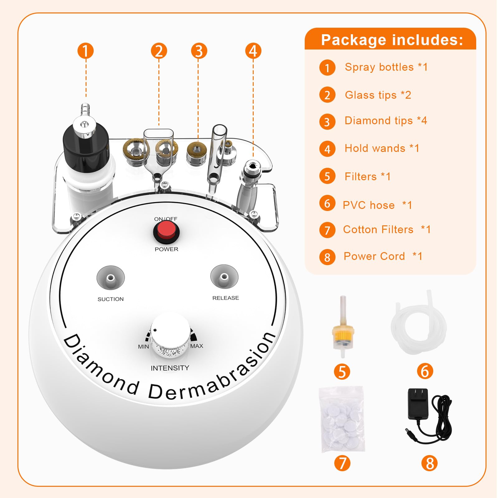 Machine de microdermabrasion diamant, machine de dermabrasion 3 en 1 pour exfoliation et élimination des points noirs, utilisation à domicile ou au spa, appareil de soins de la peau du visage