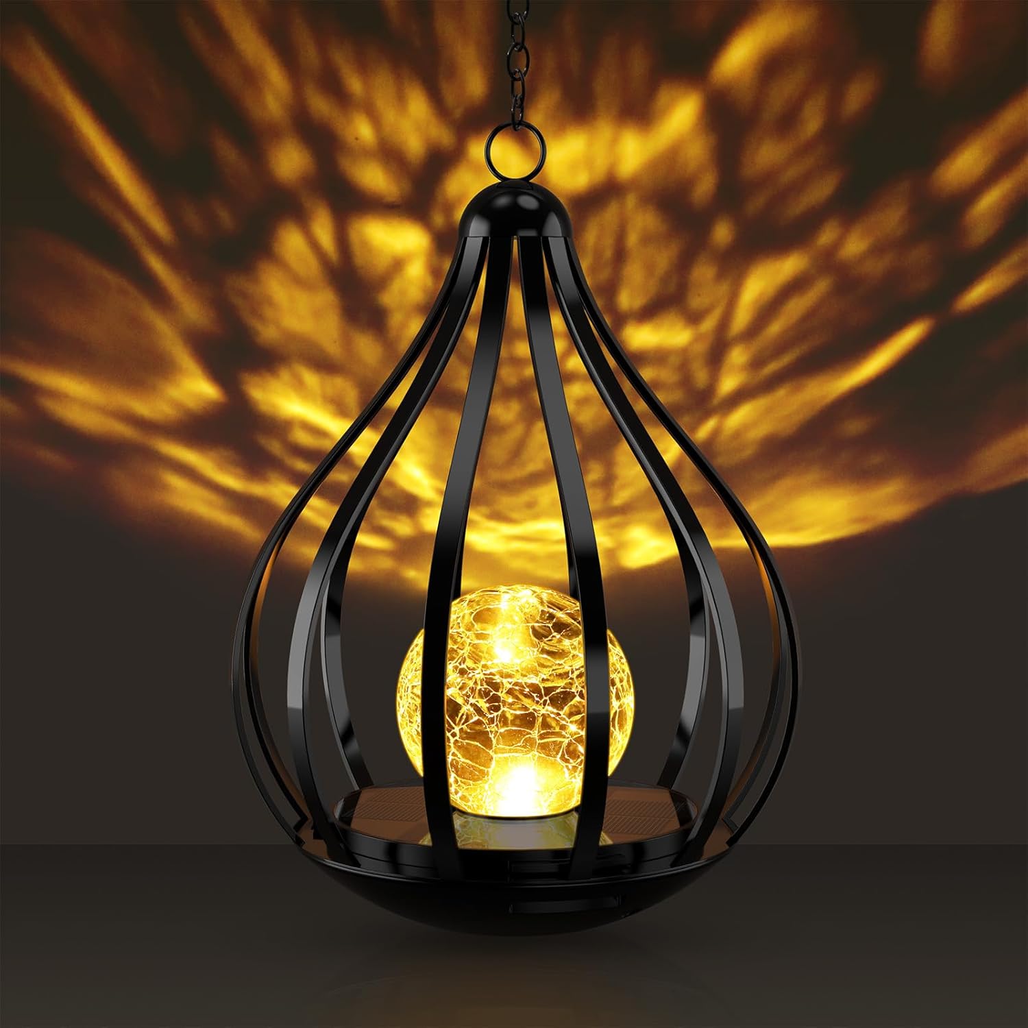 Solar Garden Lantern with Mesh Pattern Light Effect, IP65 Waterproof Solar Light for Outdoor Yard Patio Garden Decoration, Warm White,1 Pack