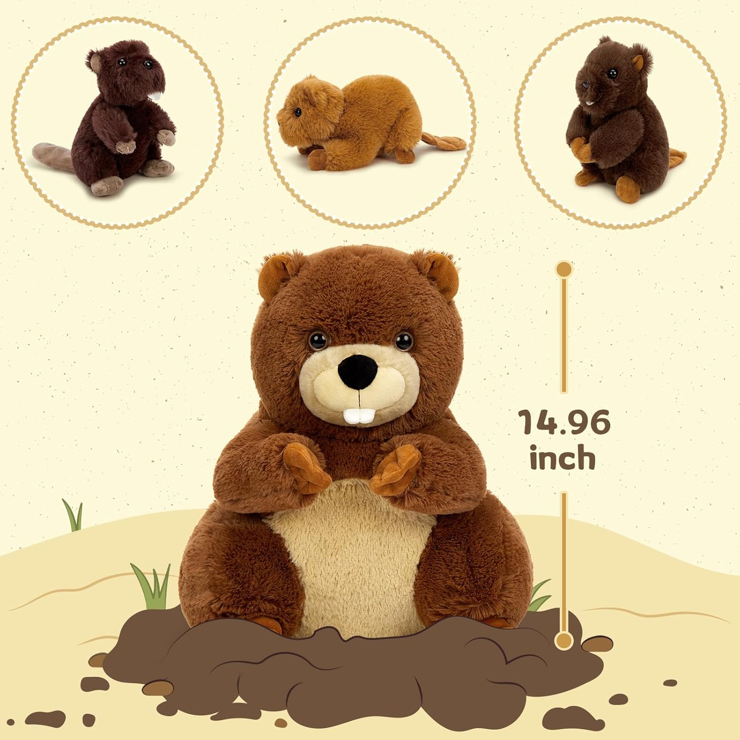 MaoGoLan 4Pcs Beaver Stuffed Animals with Three Babies Inside,17.7" Fluffy Giant Beaver Plush Gift,Funny Beave Plushie Woodland Toys for Kids,Teens,Baby Shower,Christmas - Image 5