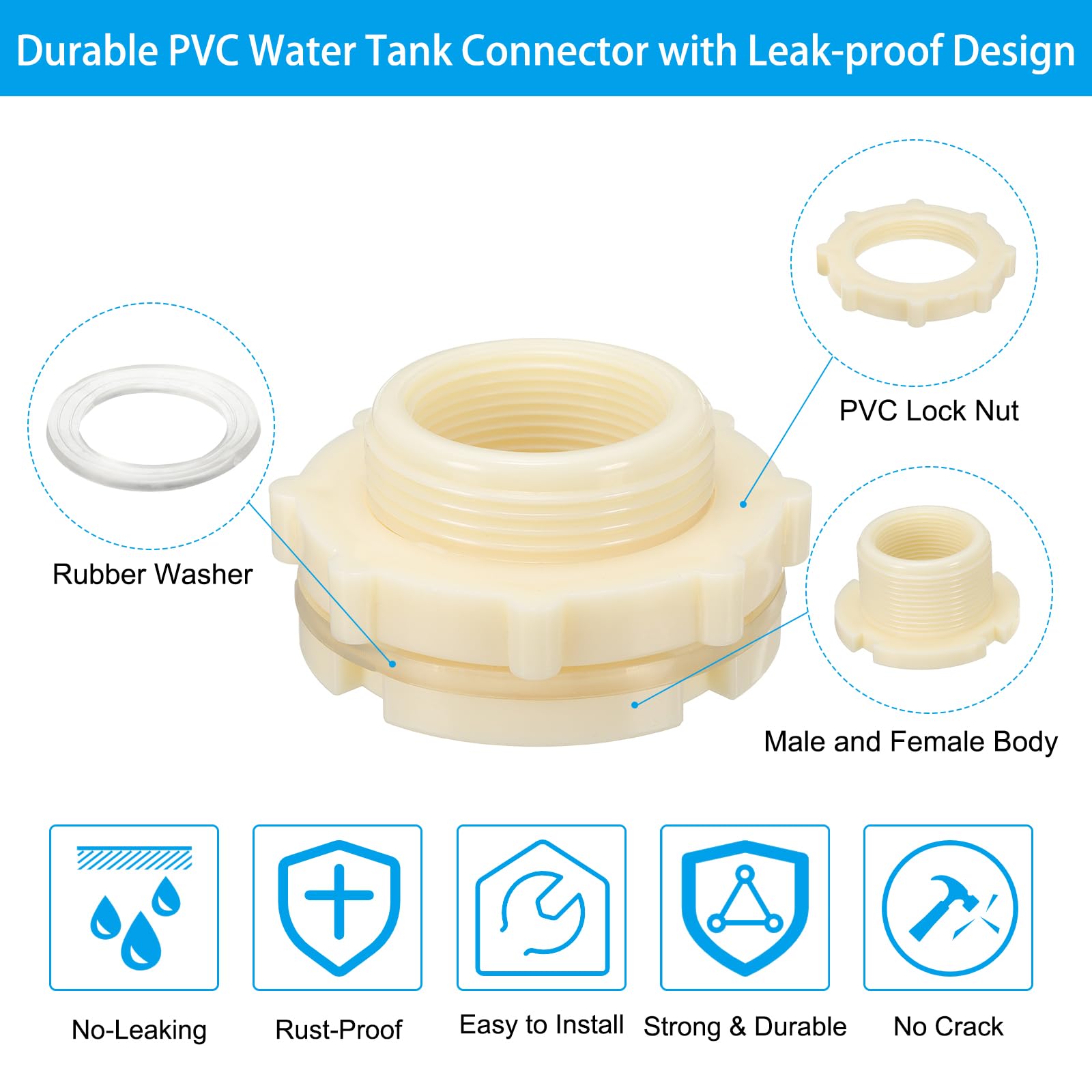 PATIKIL ABS Bulkhead Fitting NPT1.5 - Image 3