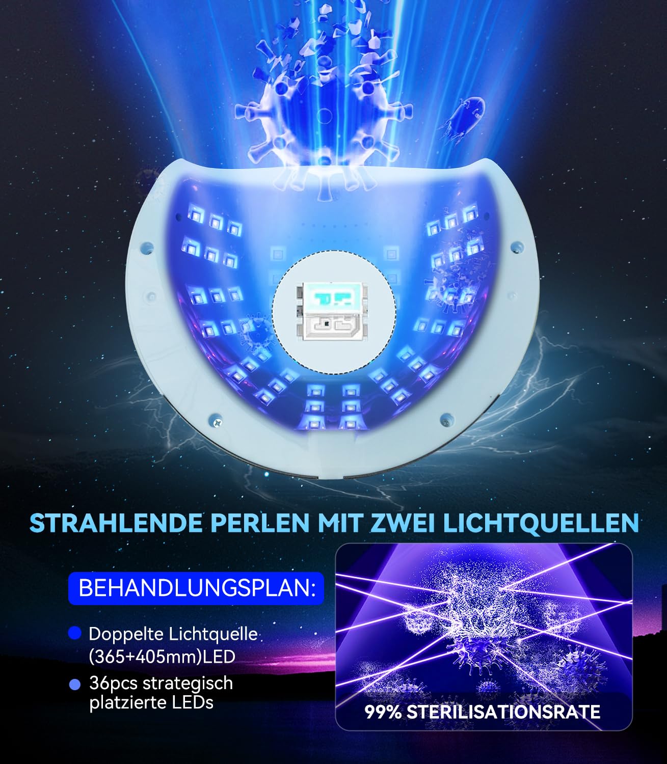 2025 Upgrade Nagelpil Lasergerä【Intelligente Zeitsteuerung 3/5/7/10min】mit Zeitanzeige Zusammenklappbar - Für unterwegs/im Freien, zum Mitnehmen Laser(blau)