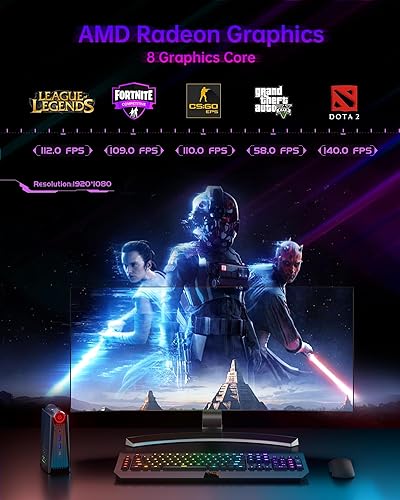 Miniatura 6 de ACEMAGICIAN Mini PC Gaming AMR5, AMD Ryzen 7 5700U (hasta 4.3 Ghz) 16 GB DDR4 512 GB M.2 SSD, Zen 3 Ryzen Mini Gaming PC RGB Lights Mini computadora