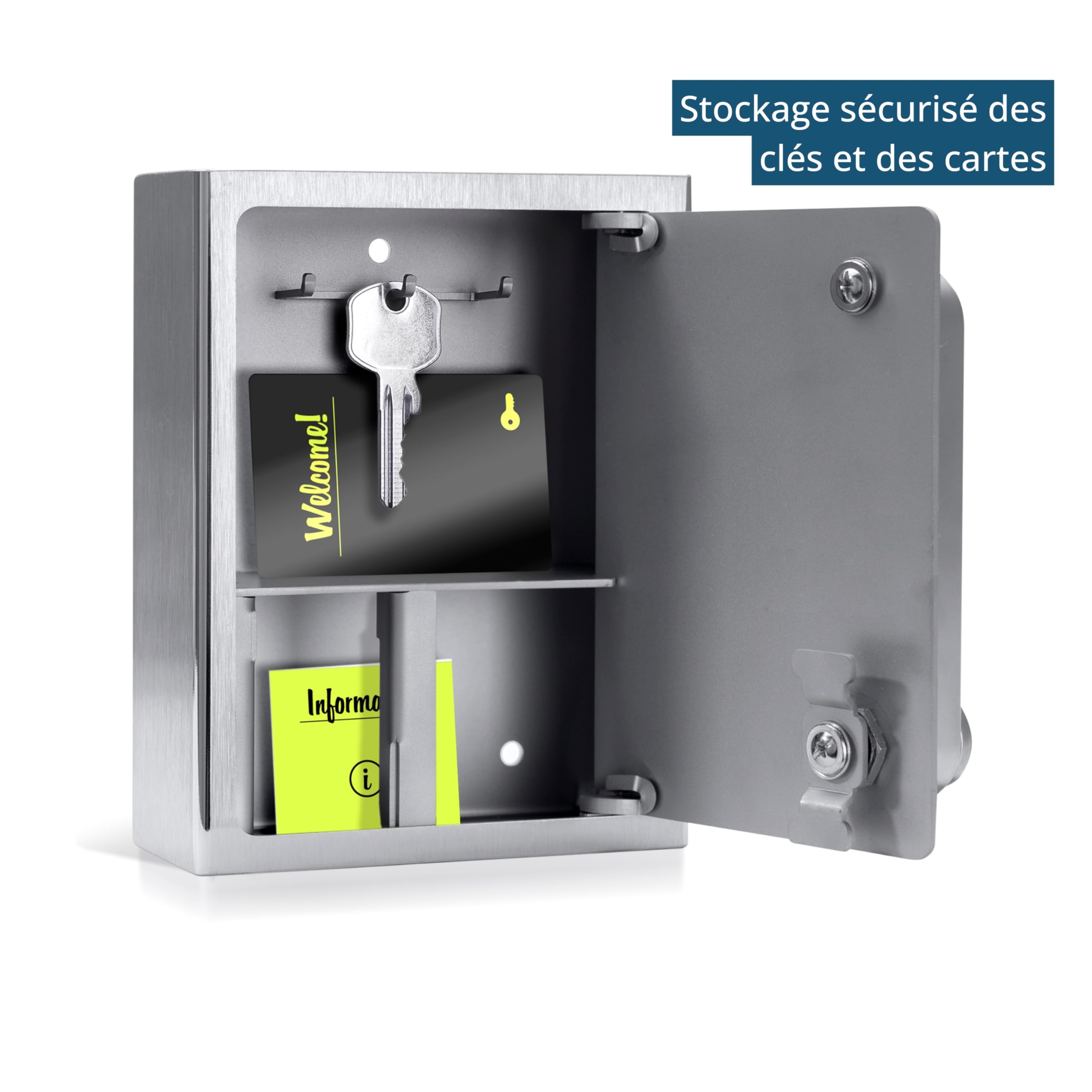 masunt coffre-fort à clés 1120 E Code | attribution innovante de code en ligne à distance | coffre-fort électronique en acier inoxydable V2A massif | résistant aux intempéries | argent