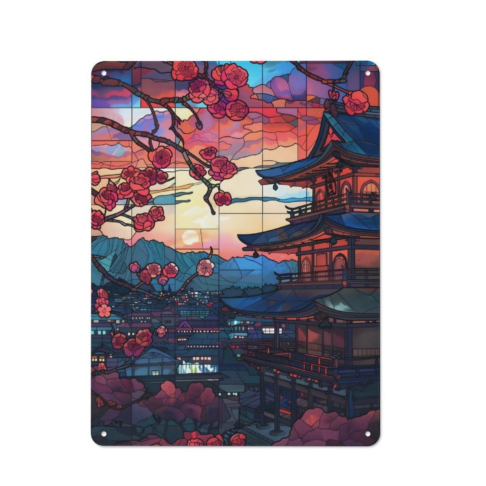 Junmoney Kyoto Cherry Blossom 40X30cm Retro-Style Tin Sign With For Café Or Home Bar, For Metal Sign Collectors, For Garage And Workshop Walls