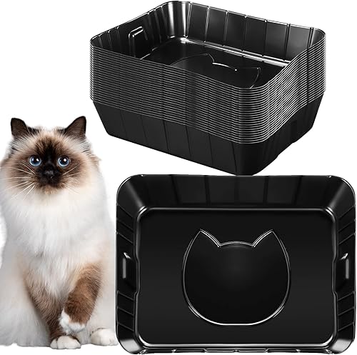Bokon 25 cajas de arena desechables para gatos, bandeja de arena de plástico para gatos, bandeja de arena para gatitos, conejos, cobayas, hámster,