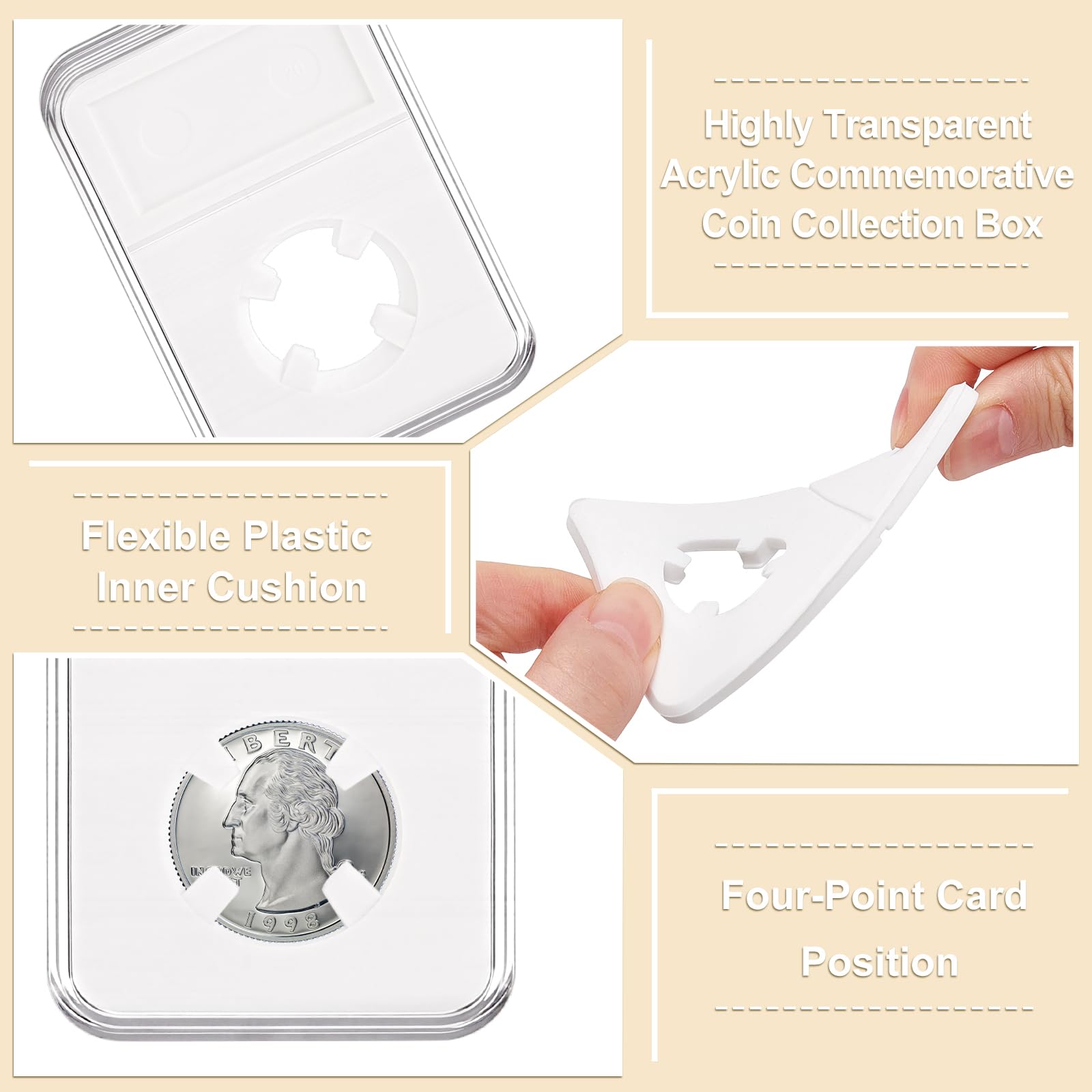 40 unidades de 38 mm para monedas, soporte de presentación, dólar plateado, soporte para monedas, acrílico transparente, caja de almacenamiento para Morgan Peace IKE Silver Liberty Barber