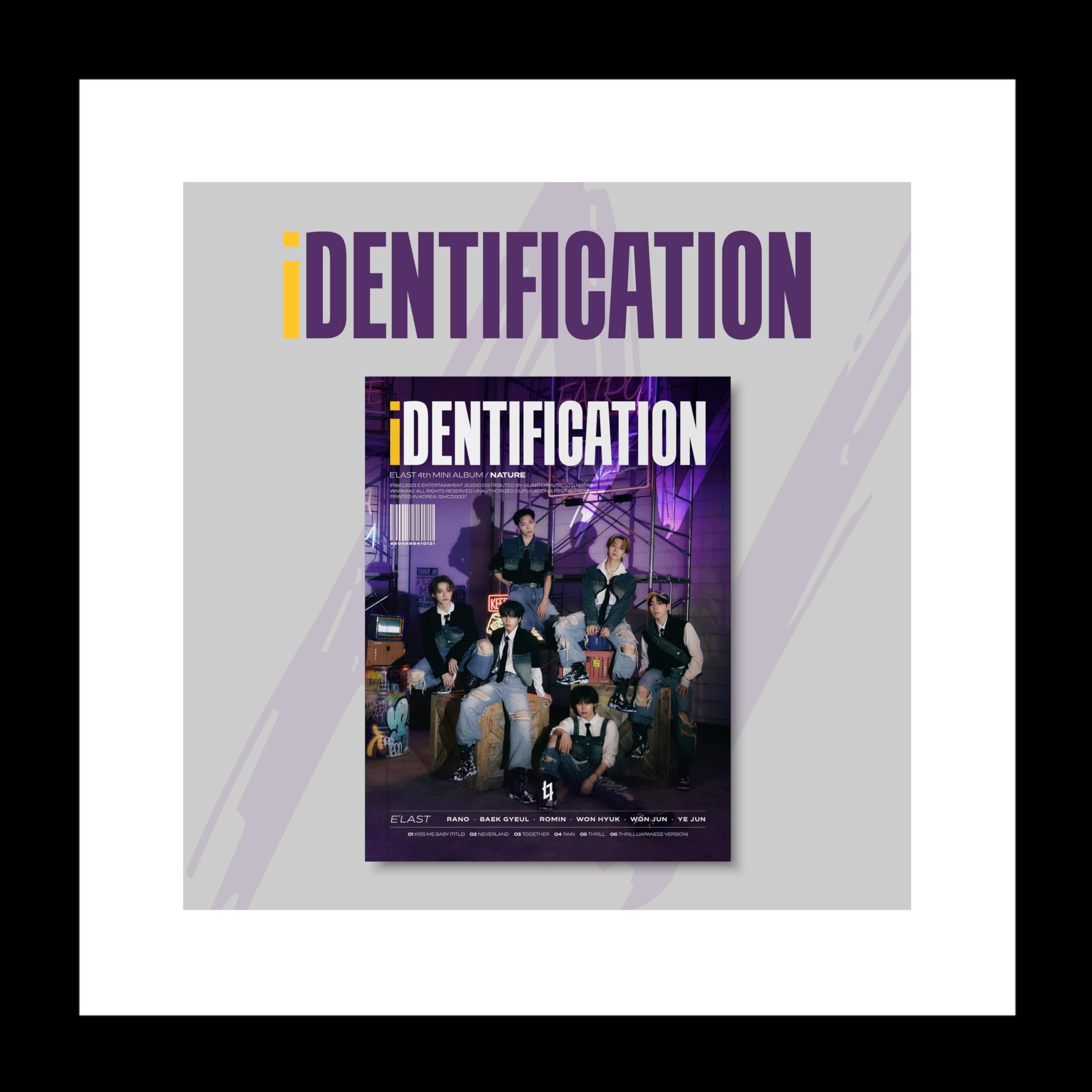 Dreamus E'last Identification 4Th Mini Album Cd+Photobook+Photocard+Lyrics Sheet+Selfie Poloarid+Sticker+Thanks To Paper+Bookmark+Folded Poster On Pack+Tracking Sealed Elast (N Version)