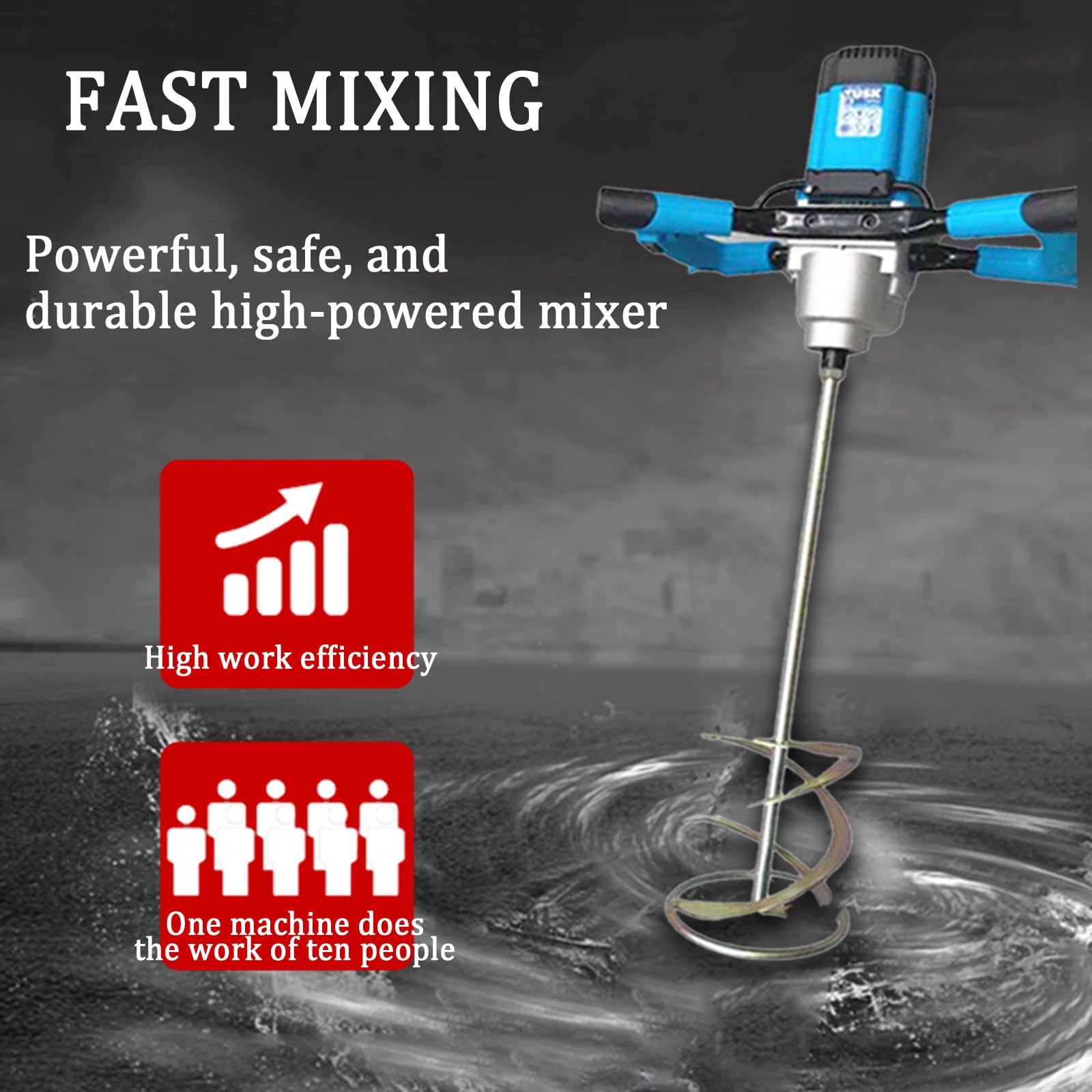 Mezclador de pintura eléctrico, mezclador industrial de mano, 6 velocidades ajustables hasta 650 RPM, para revestimientos, pinturas, masillas, cemento, morteros, fertilizantes, adhesivos