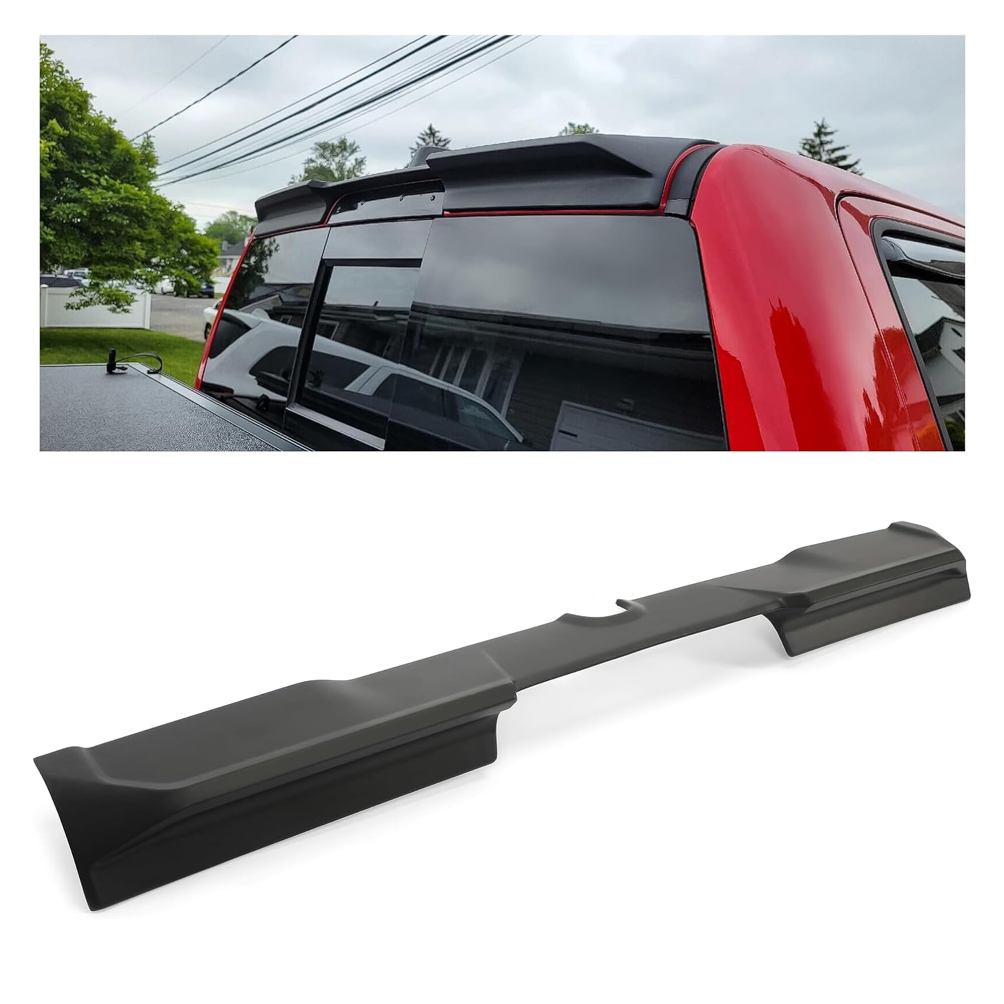 KUAFU Black Cab Top Roof Spoiler Wing Compatible with 2019-2024 Dodge RAM 1500 Crew Cab Pickup Truck Spoiler