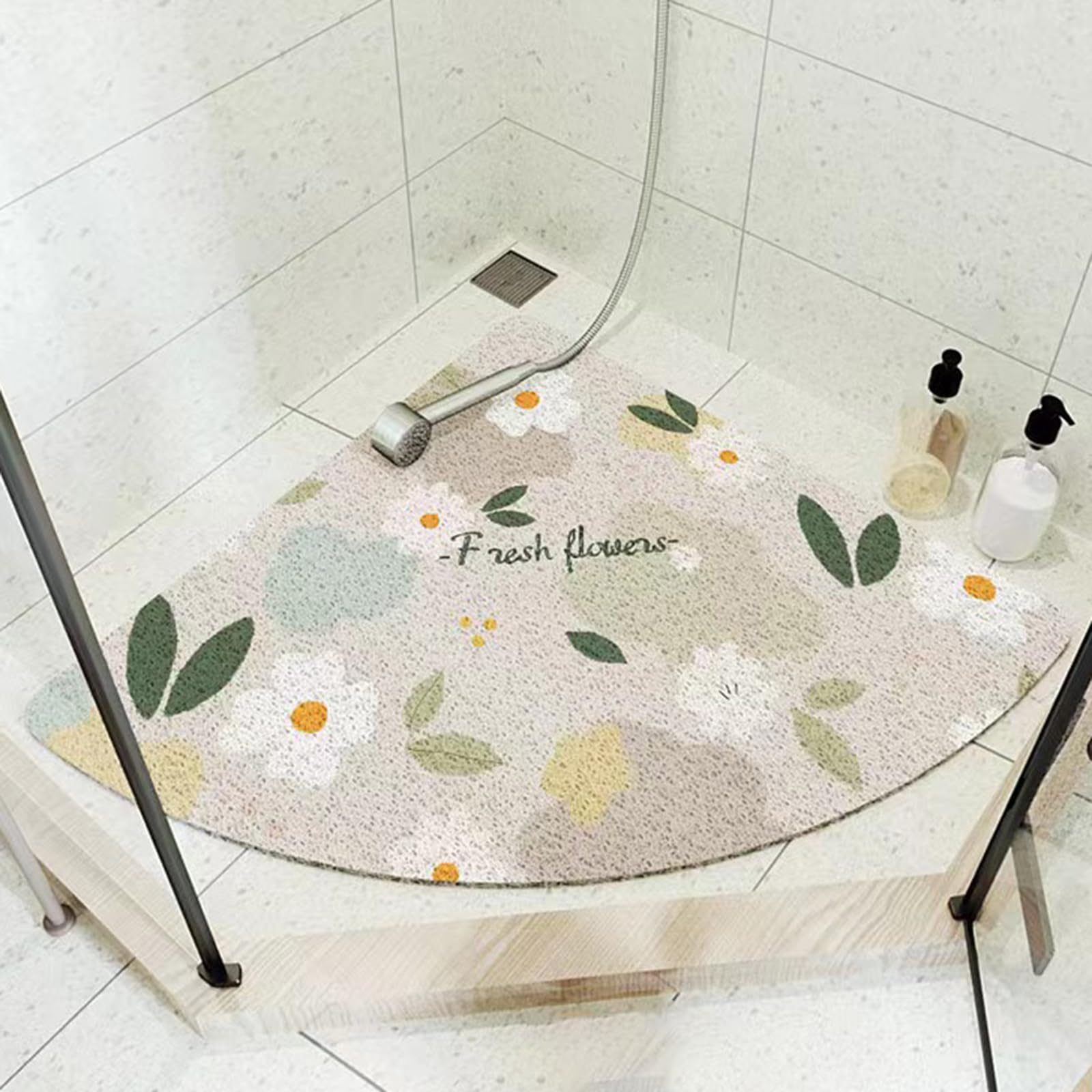 Wansiman Quadrant Shape Shower Mats,Anti-Slip Quadrant Bath Mat,Rubber Corner Shower Mat,Rubber Bath Mat For Corner Shower,Washable,Non-Slip Bottom,Triangular,Quick Dry,For Shower,Bathroom,Toilet