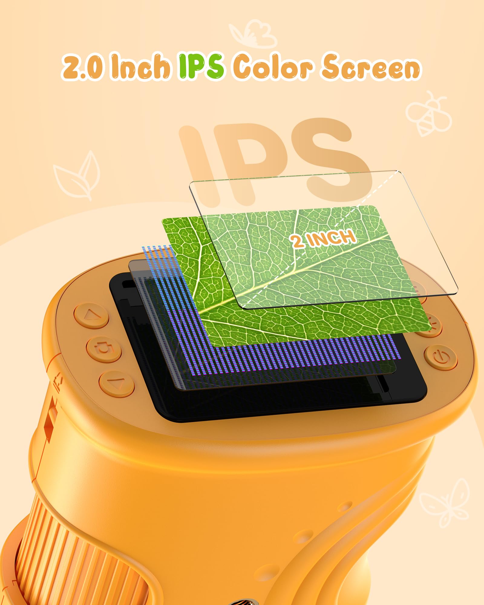 1000X Digitale Microscopio Bambini Portatile: Lente Ingrandimento Tascabile con 2.0" IPS Pollici ＆ 8 LED Luce - Natale Regalo Bambina 3-8 8-12 Anni Maschio - Idee Giochi Kids - 3